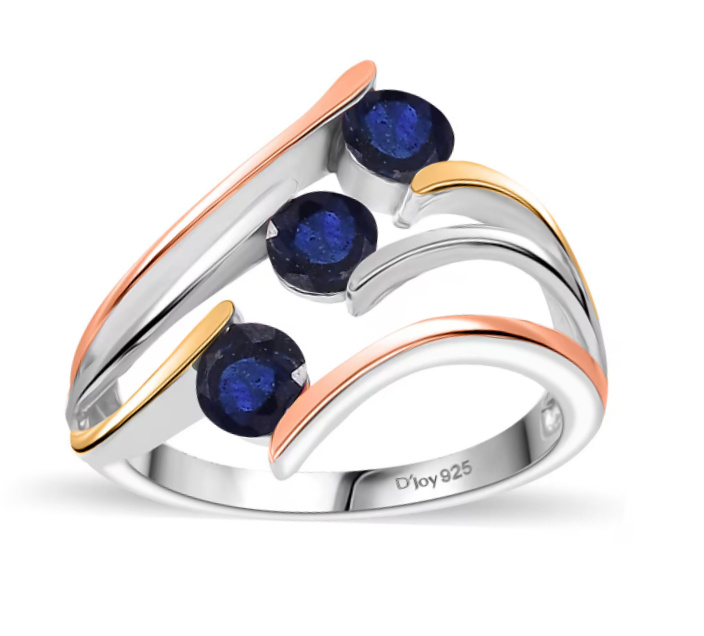 No Reserve Natural Sapphire Tri Color Ring Size 6 