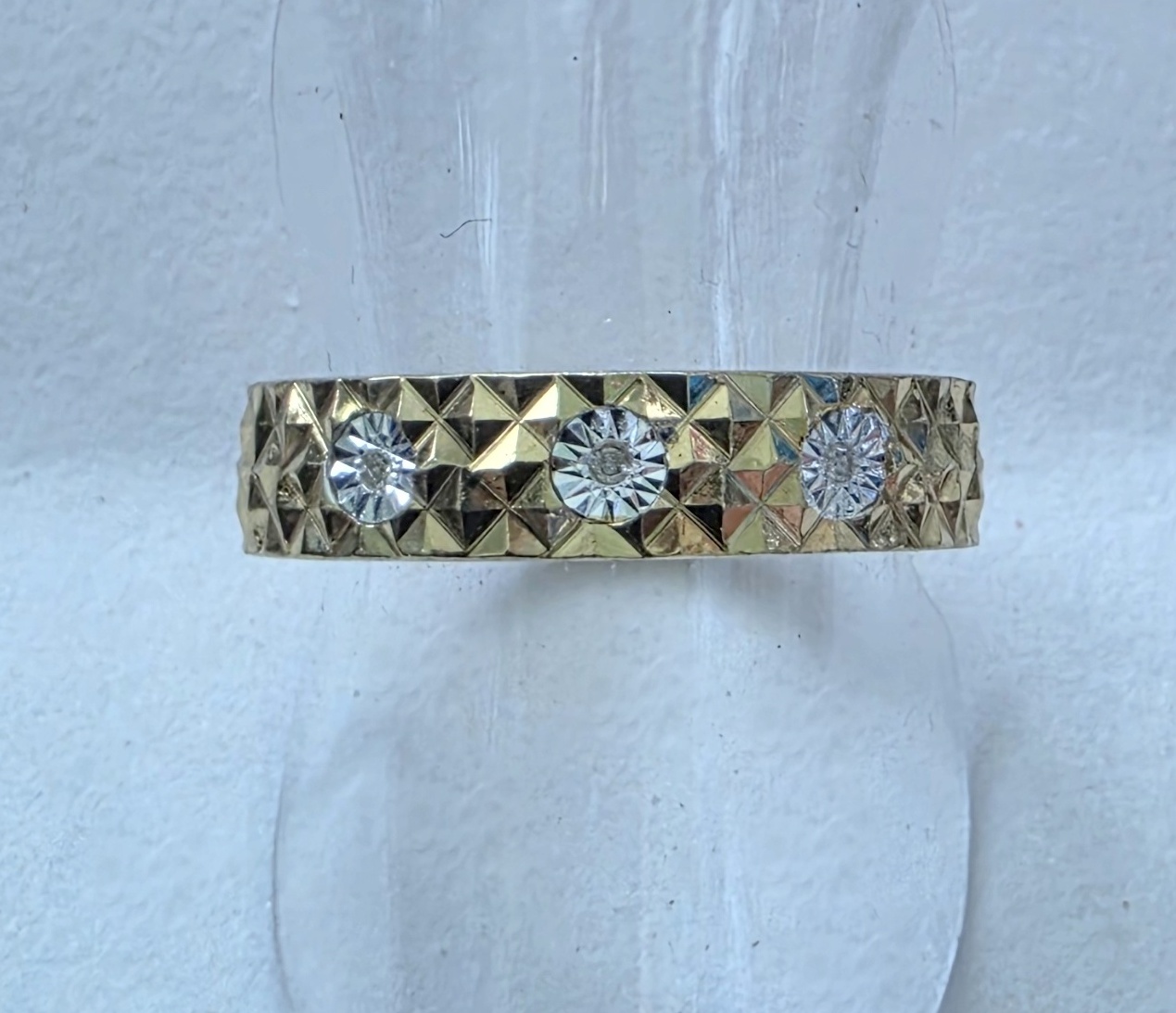 No Reserve Natural DIamond 3 Stone Ring Size 8