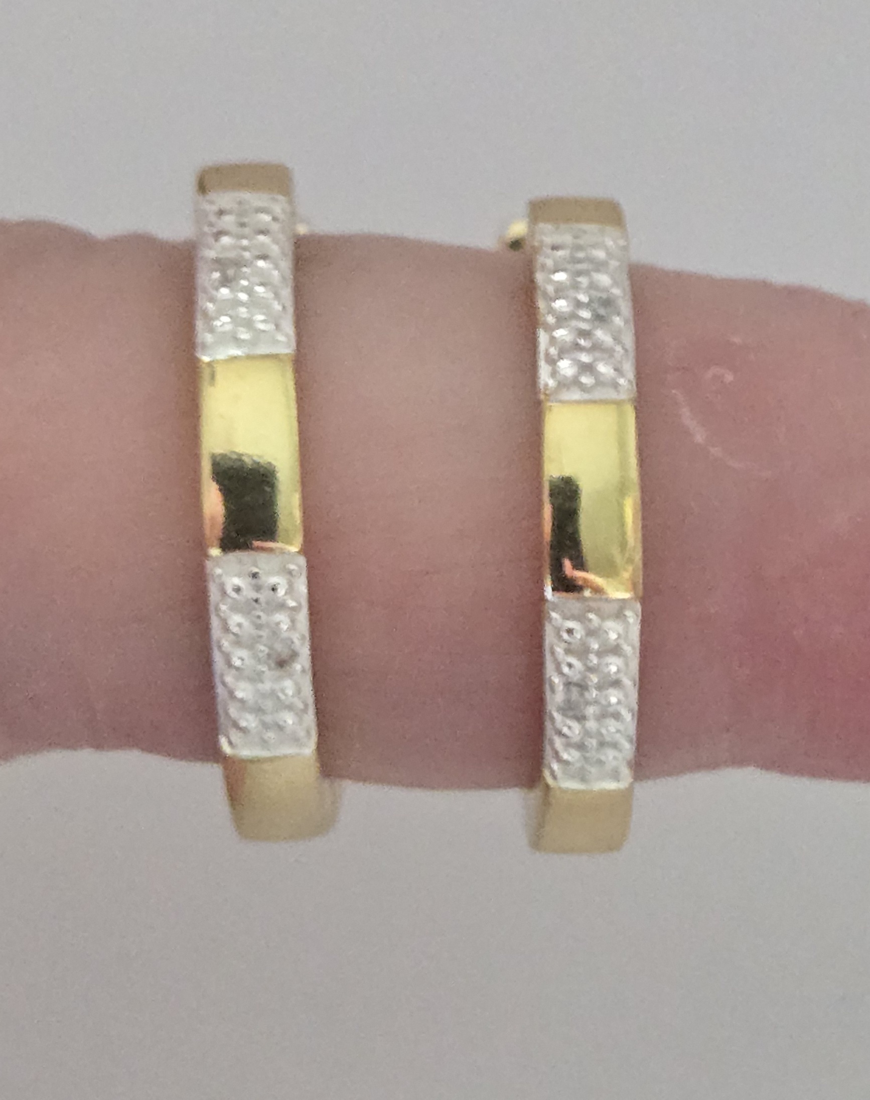 No Reserve Natural Diamond 18k/ 316L Stainless Steel Hoop Earrings
