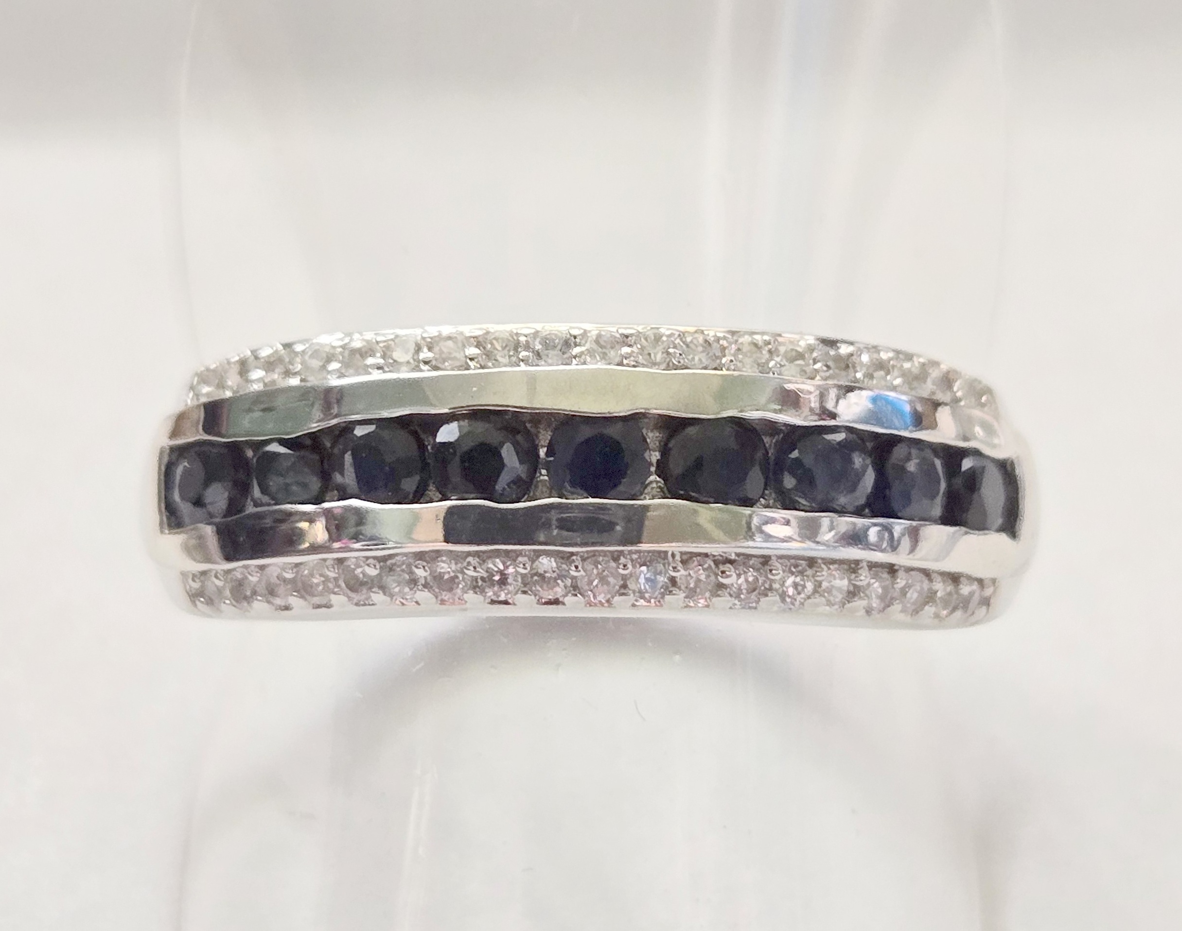 No Reserve Natural Sapphire & Zircon Ring Size 5
