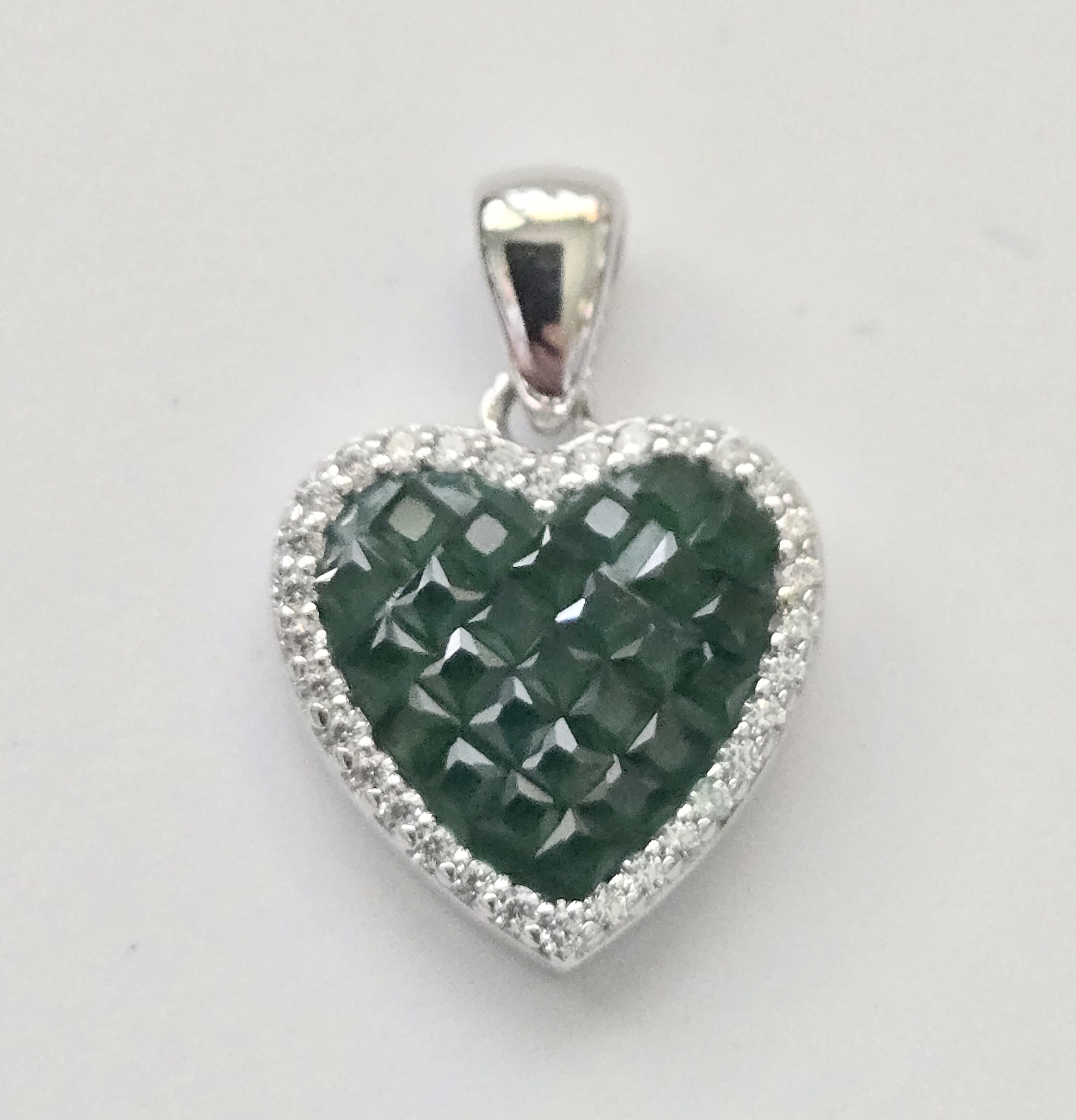 No Reserve Emerald & Zircon Heart Pendant