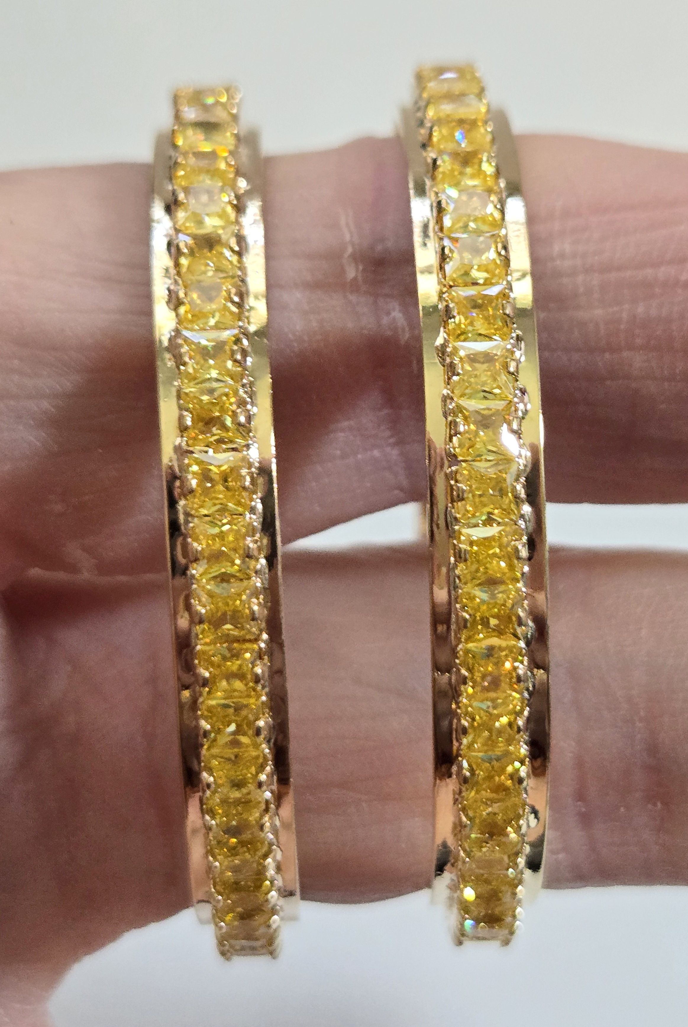 No Reserve Siamulated Yellow Diamond Hoop Earrings