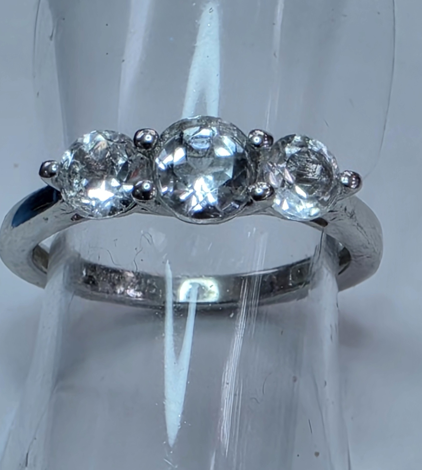 No Reserve Simulated Diamond 3 Stone Ring Size 8
