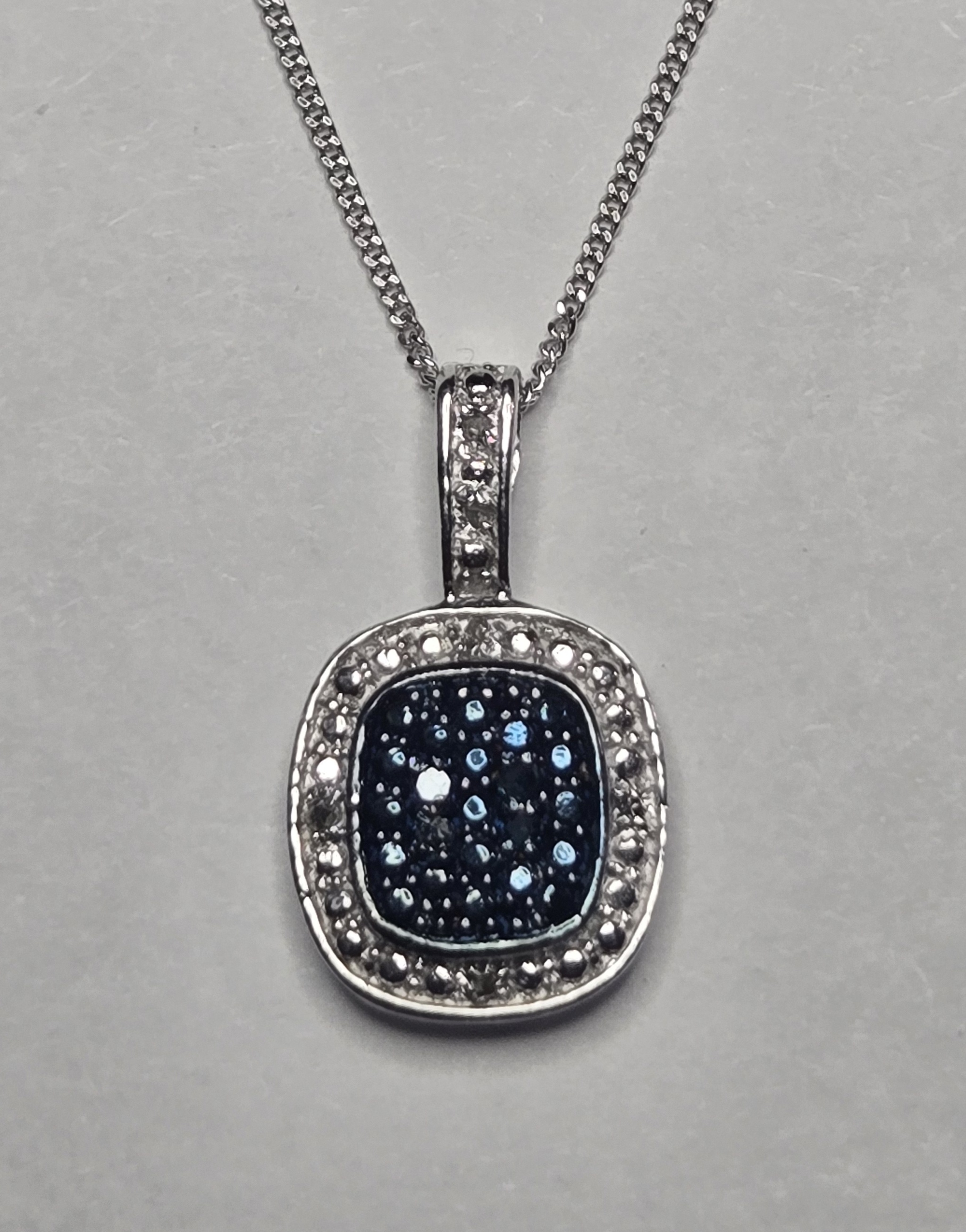 No Reserve Natural Blue Diamond Pendant & Chain Necklace