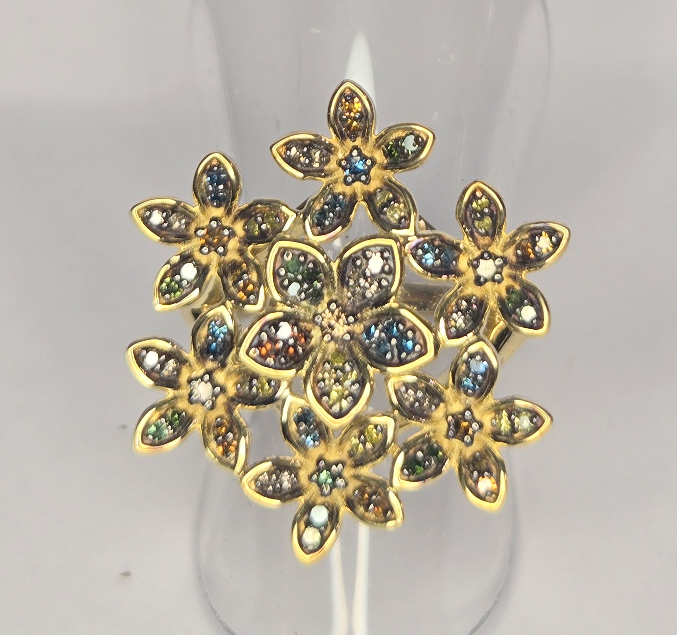 No Reserve .50 ct Natural Multi Color Diamond Ring Size 6