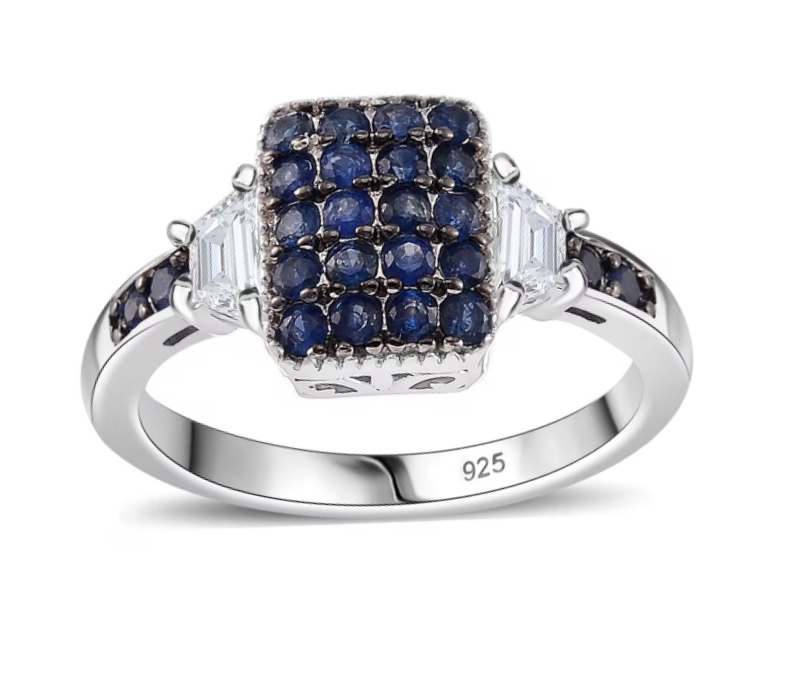 No Reserve Natural Sapphire & Zircon Ring Size 10