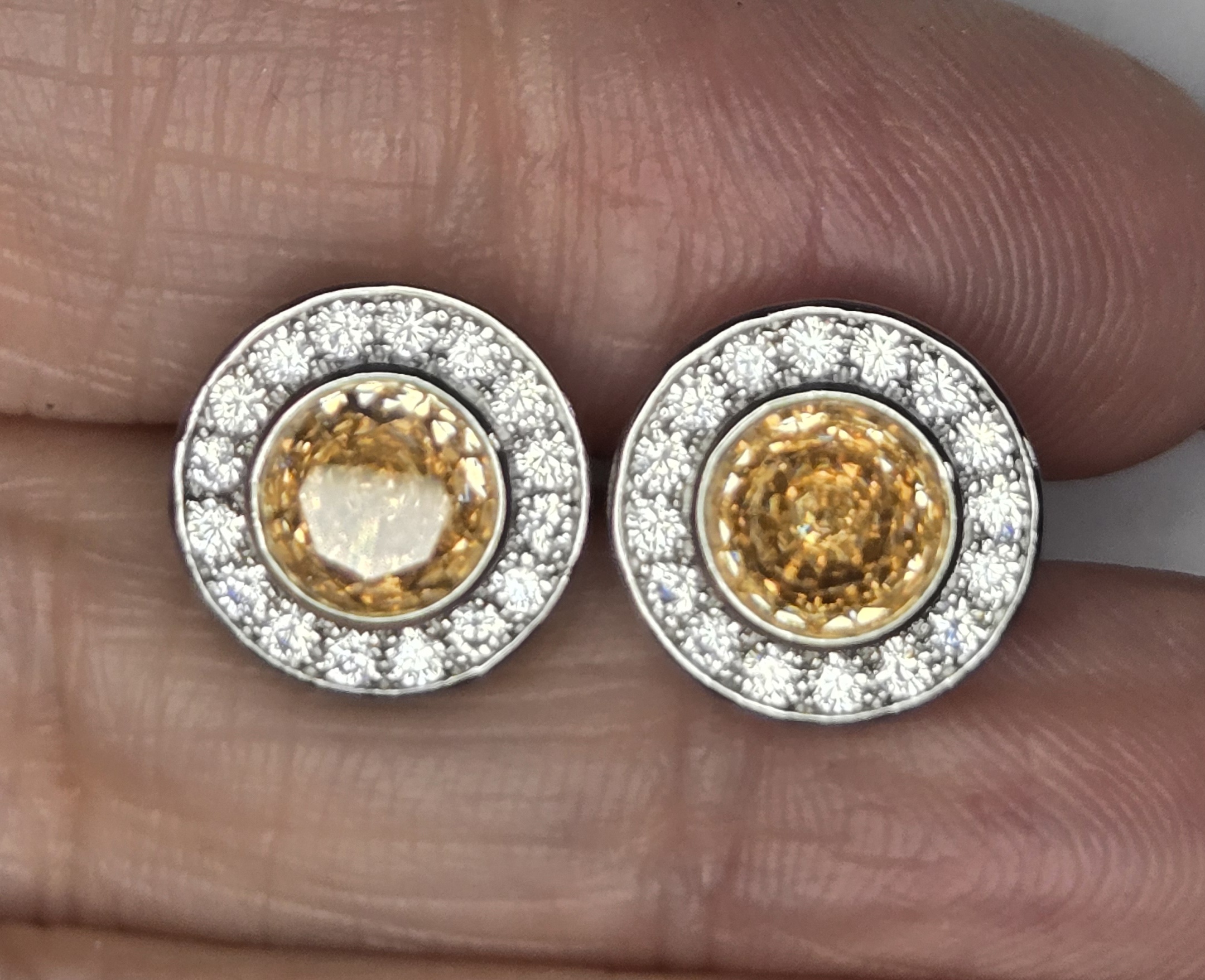 No Reserve Simulated Champagne Diamond Earrings