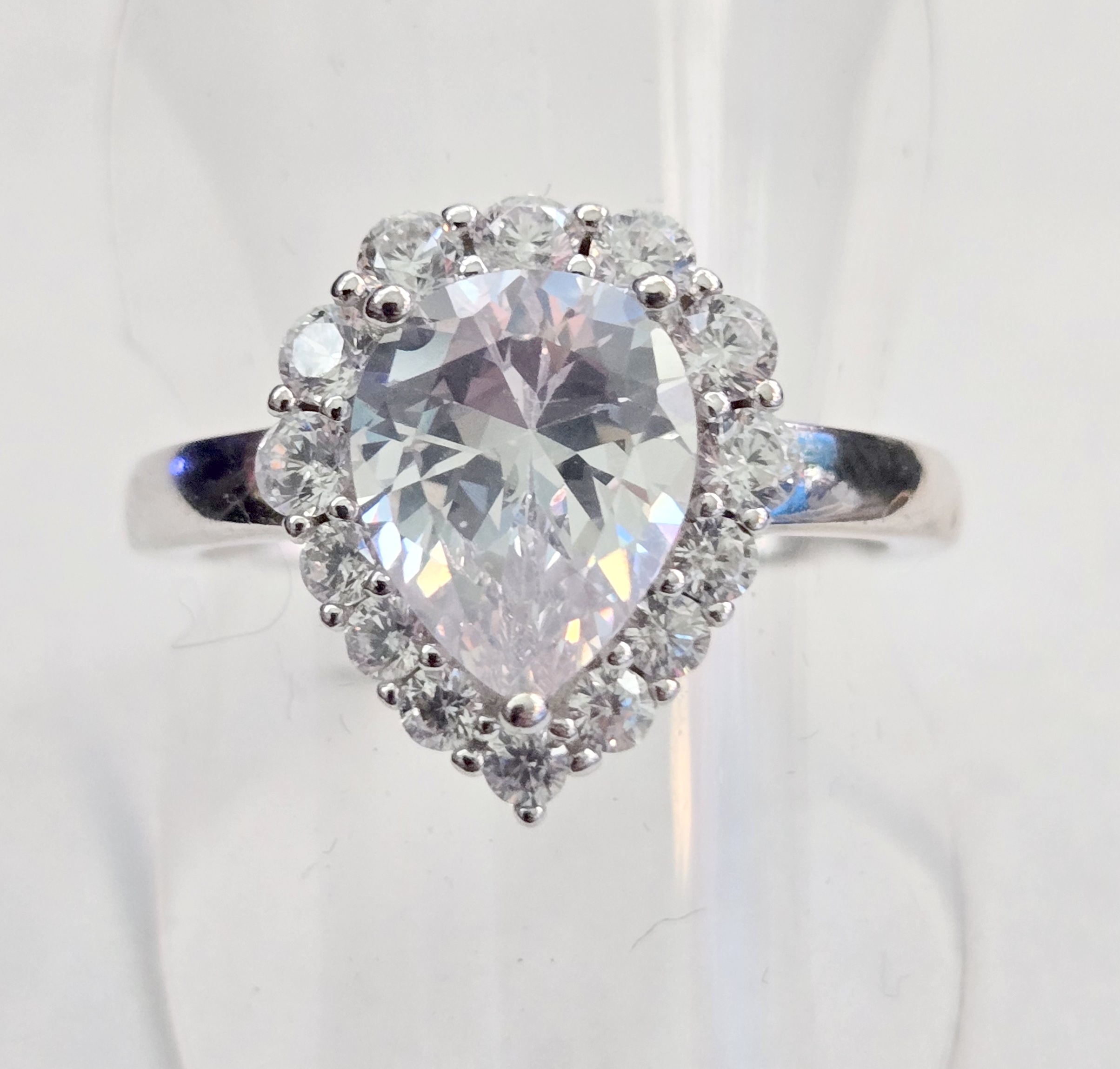 No Reserve Simulated Pear Cut Ring Size 6