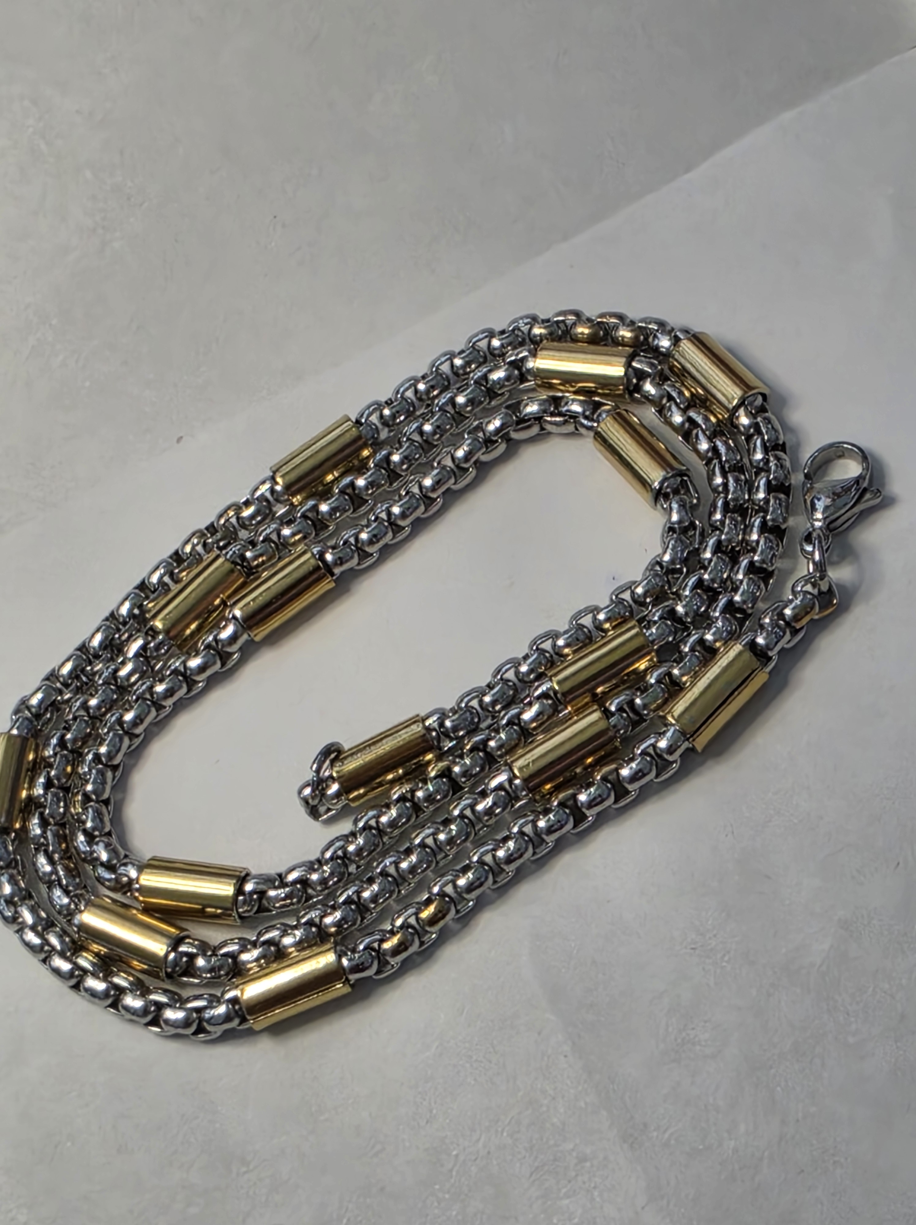 No Reserve 316L Stainless Steel Two Tone Necklace