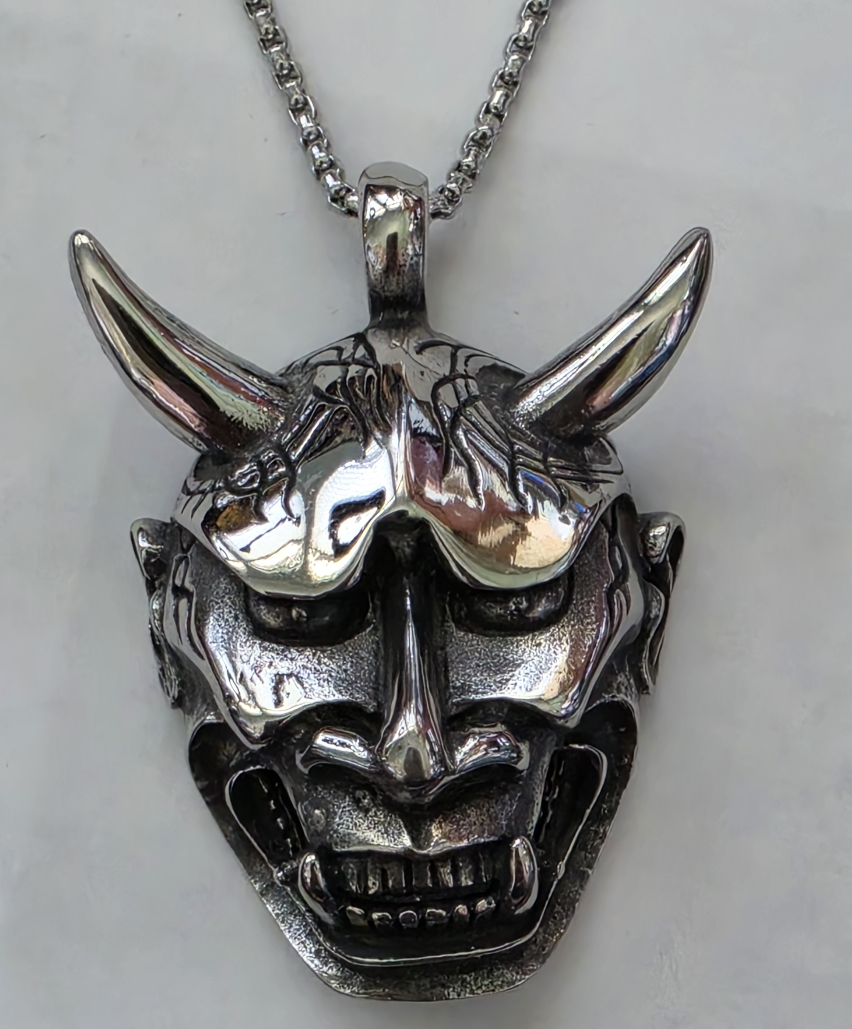 No Reserve 316L Stainless Steel Devil Horns Pendant & Chain Necklace