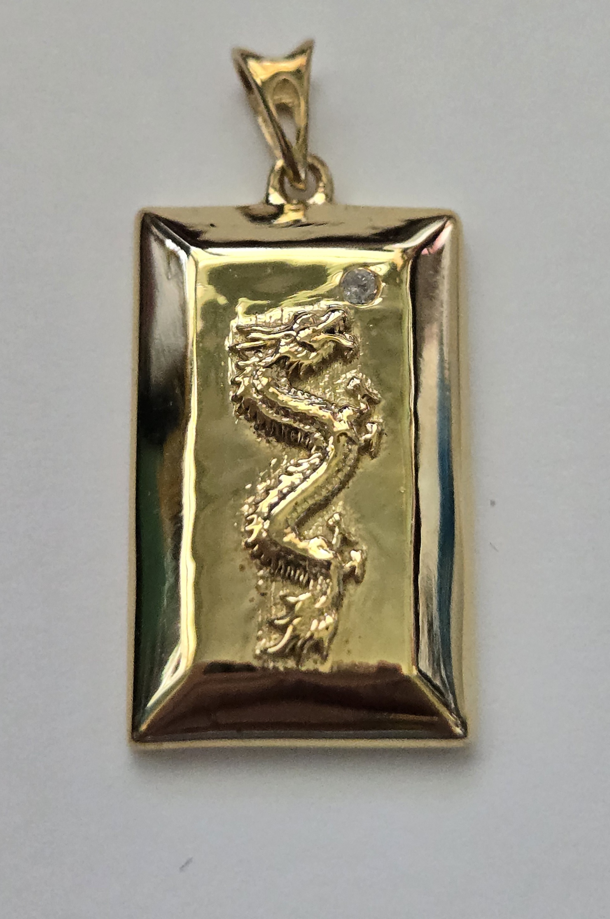 No Reserve Natural Diamond Dragon Bar Pendant
