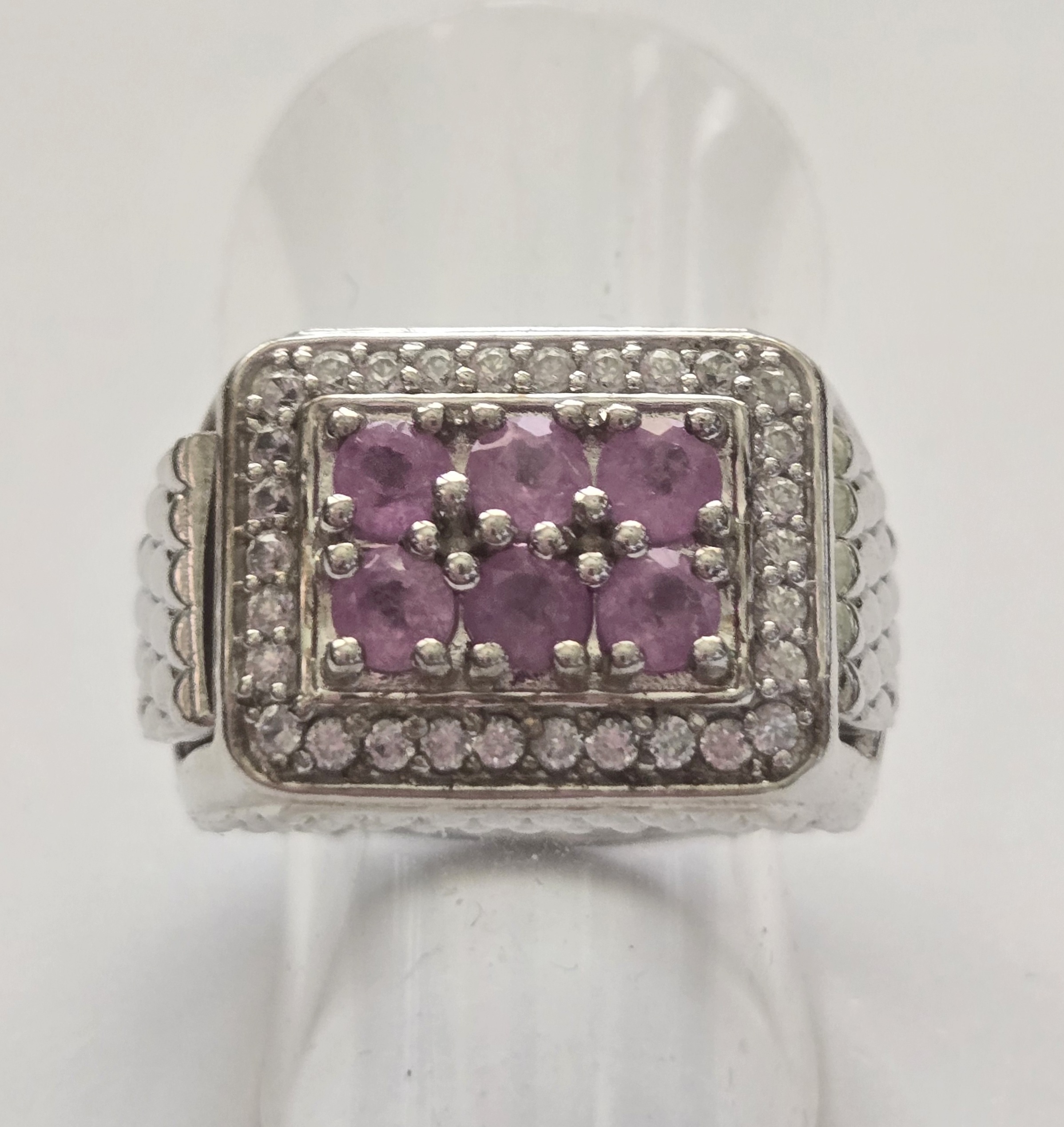 No Resrve. Natural Pink Sapphire & Diamond Hidden Compartment  Ring Size 7