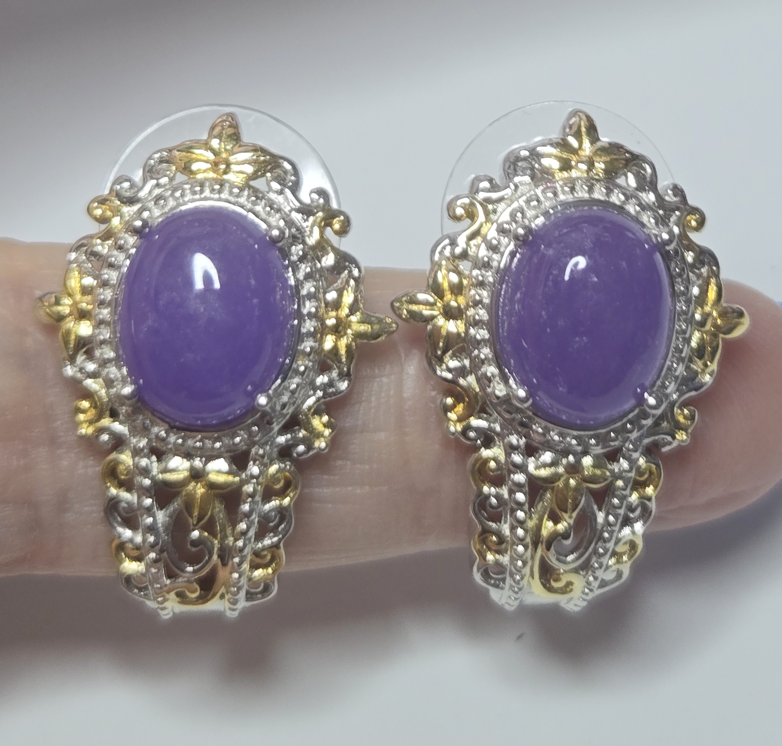 No Reserve .Natural Purple Jade Earrings