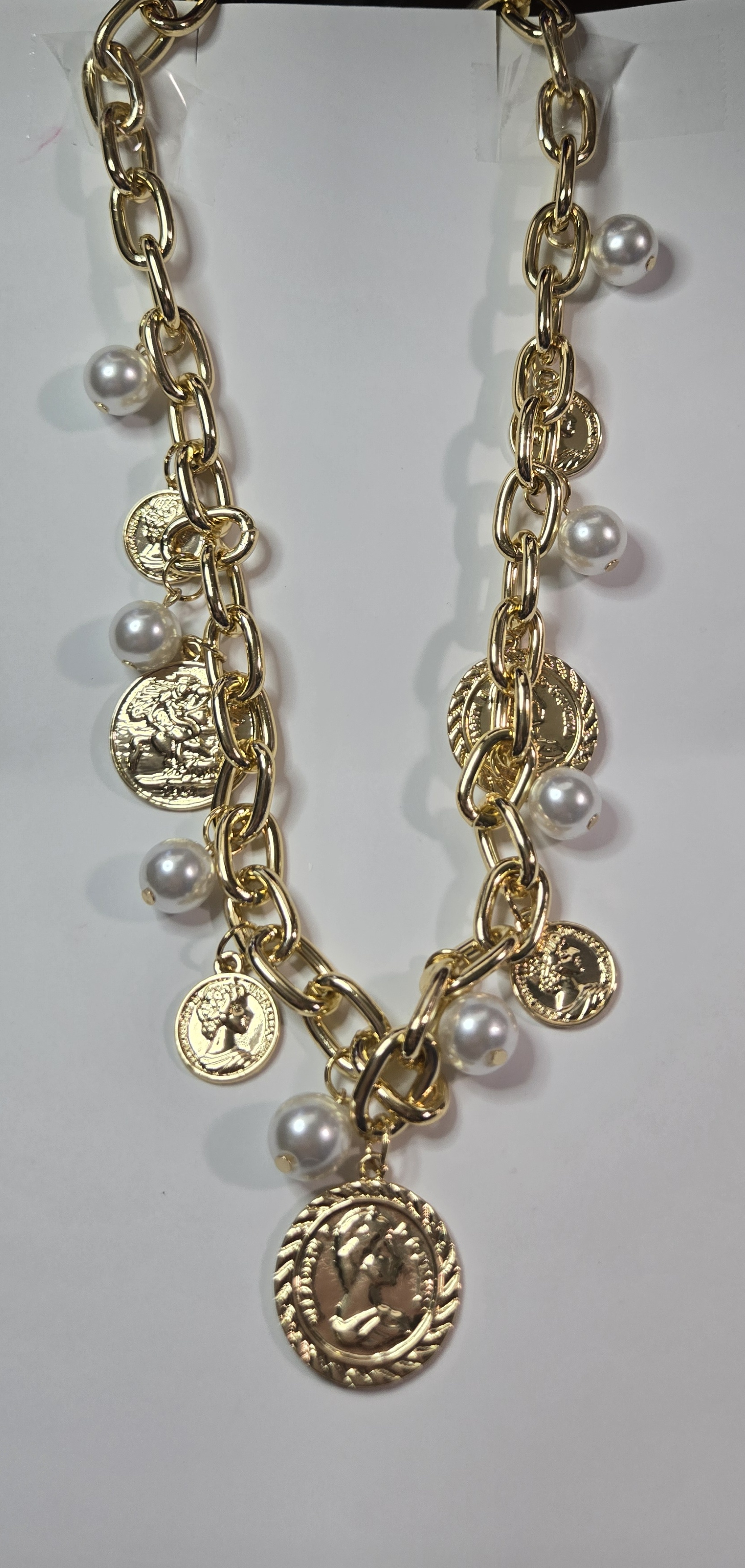 No Reserve Simulated Coin & Pearl Necklace