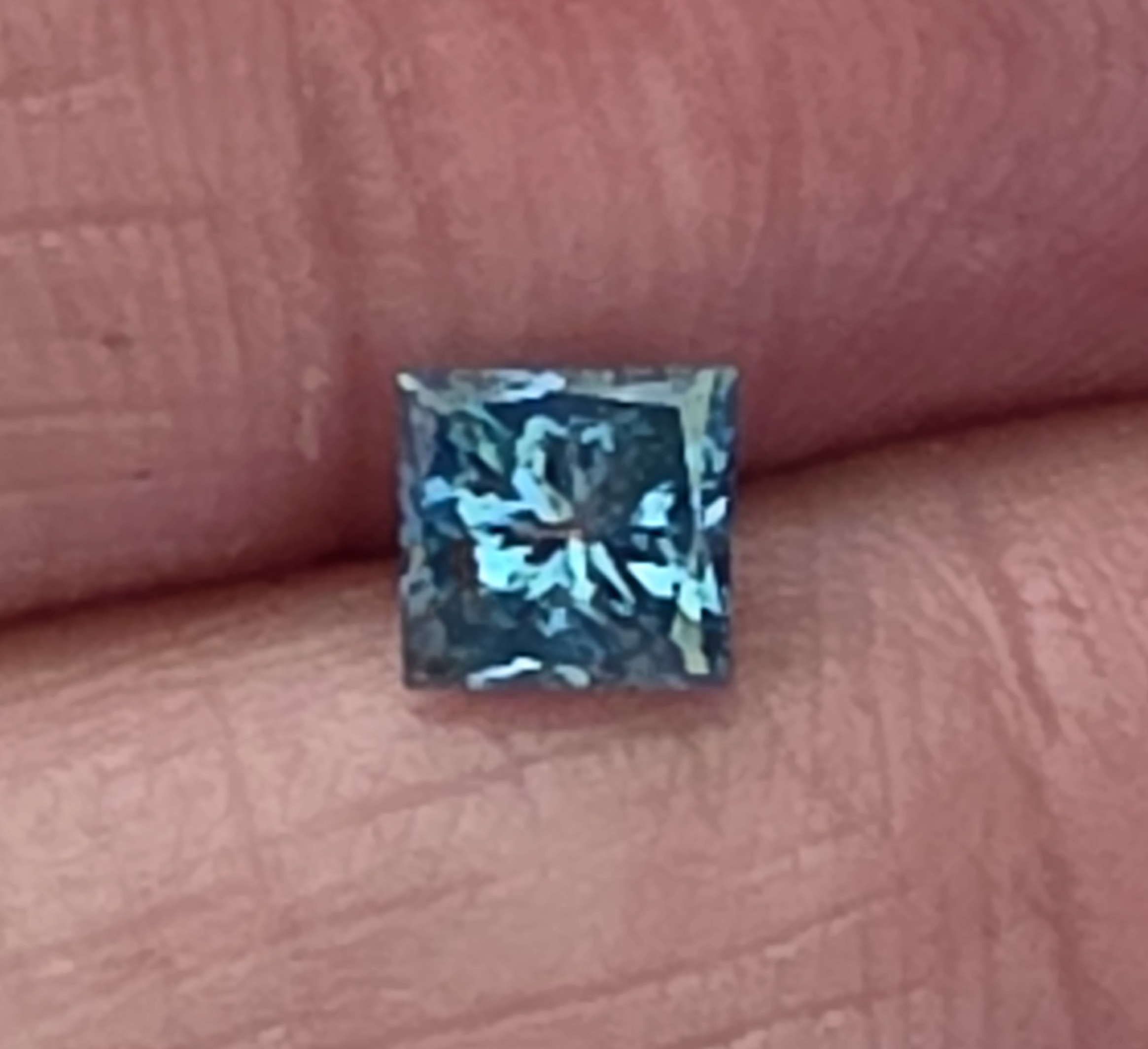 No Reserve .55 ct Natural Blue Diamond Princess Cut Loose Gemstone