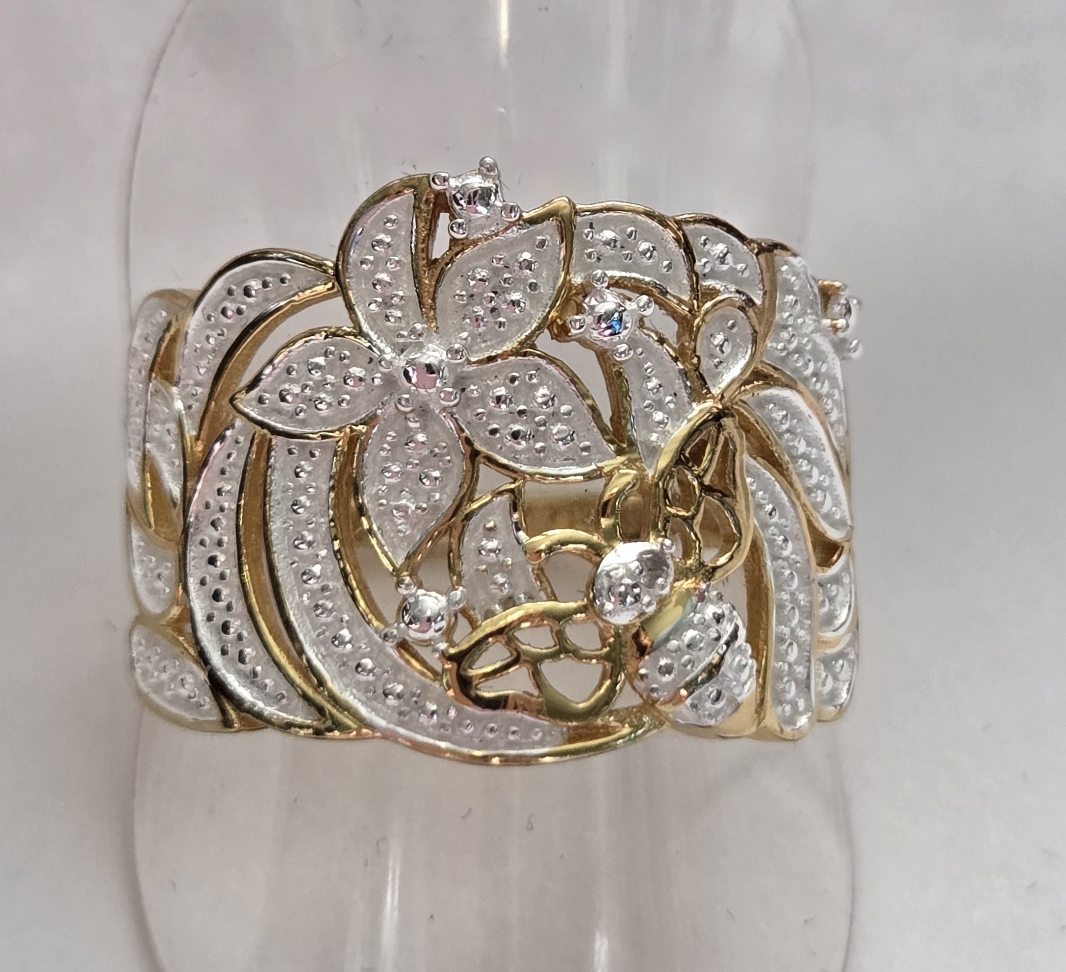 No Reserve Diamond Butterfly Flower Ring Size 6