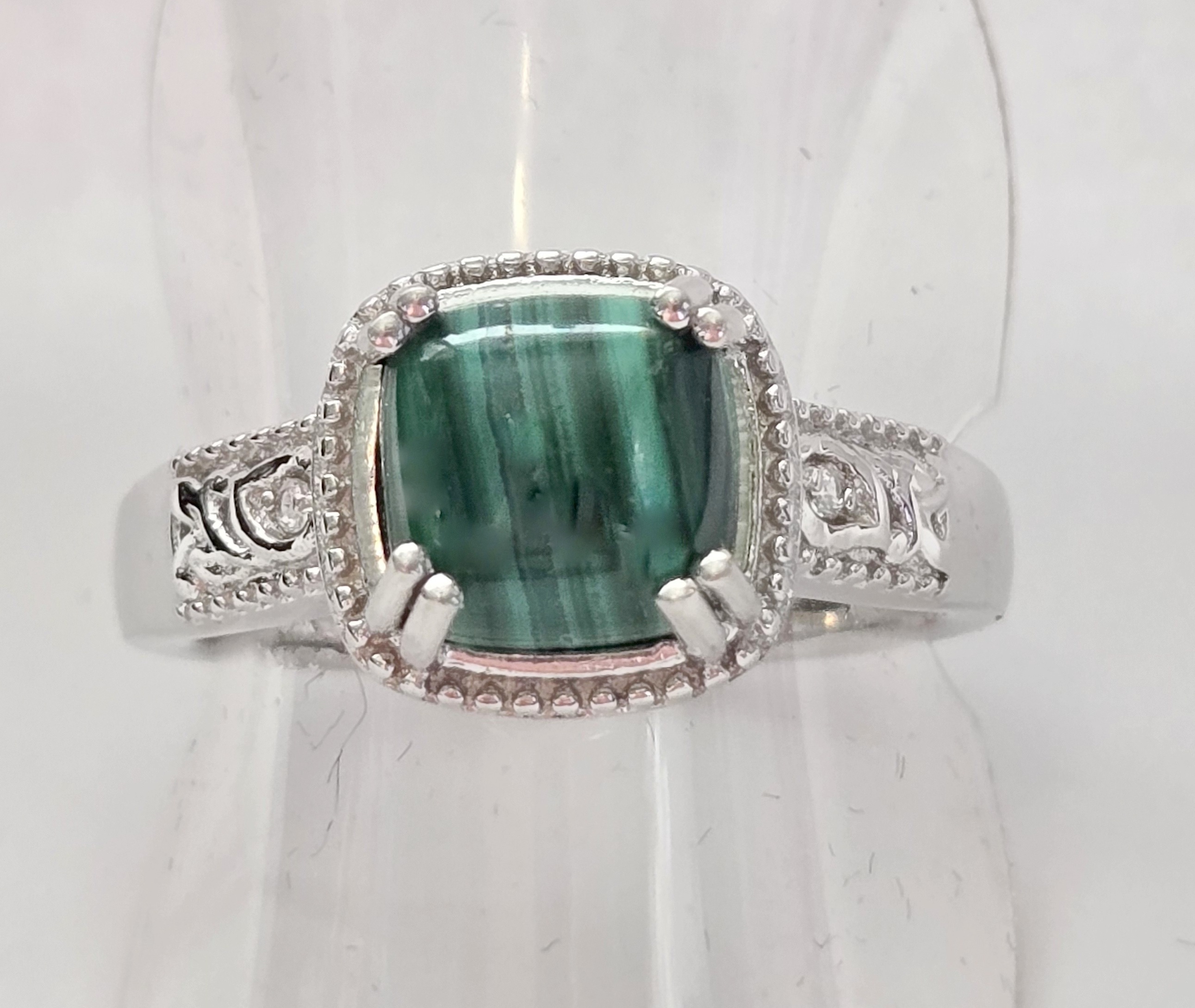 No Reserve Natural Malachite Ring Size 7