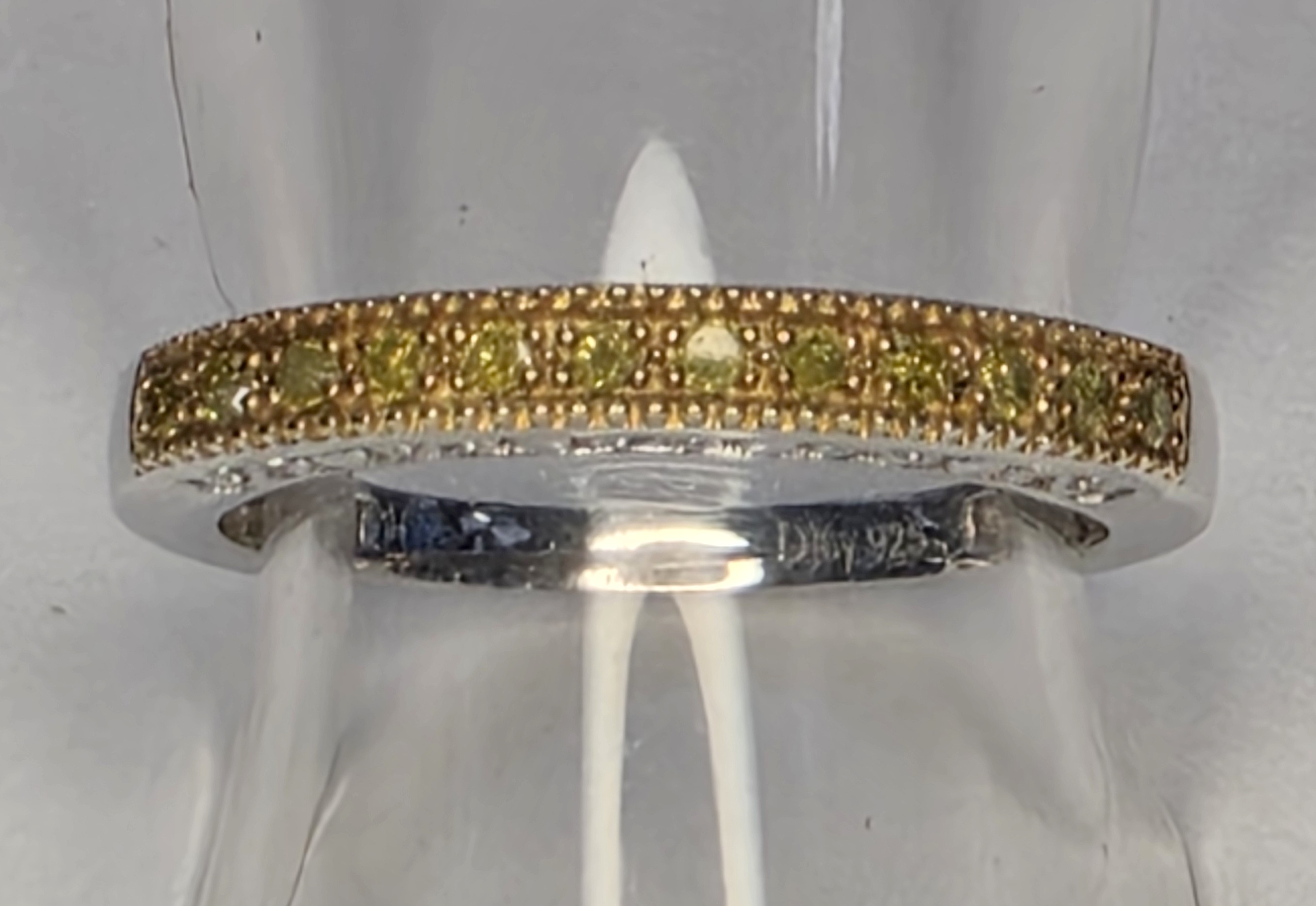 No Reserve ..;15 ct Natural; Yellow Diamond Anmiversary Ring Size 7