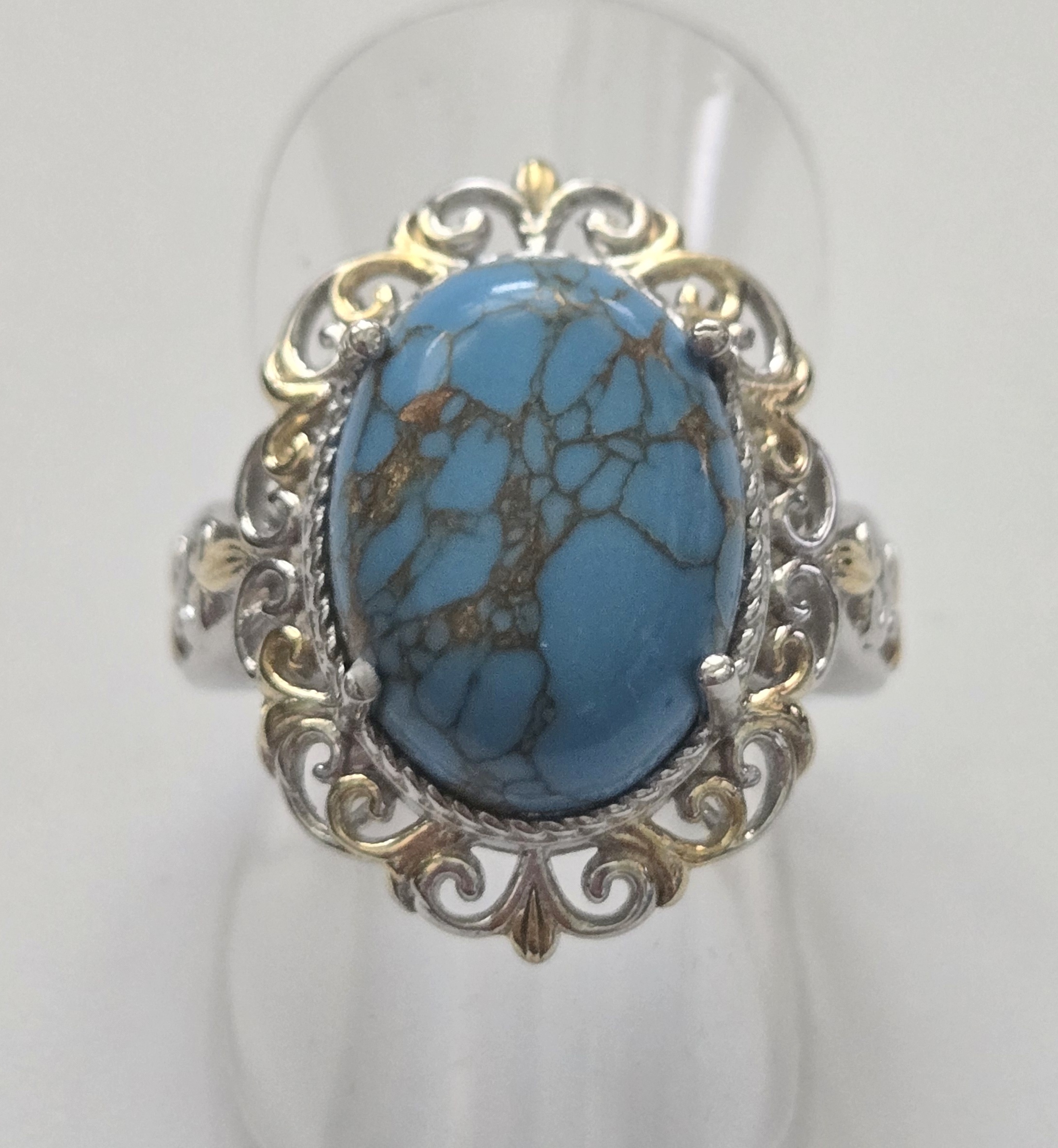 No Reserve Mojave Turquoise 2 Tone Ring Size 6