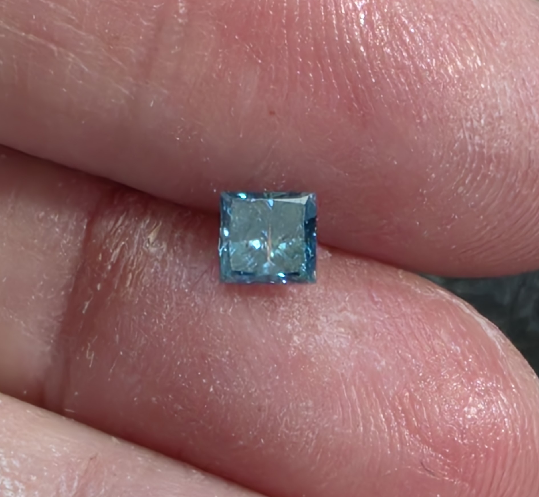 No Reserve .46 ct Natural Blue Diamond Princess Cut Loose Gemstone