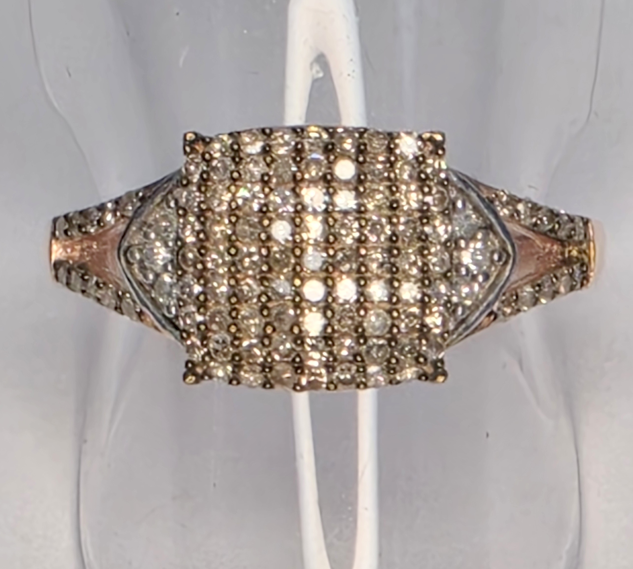 No Reserve .50 ct Natural Champagne Diamond Ring Size 8