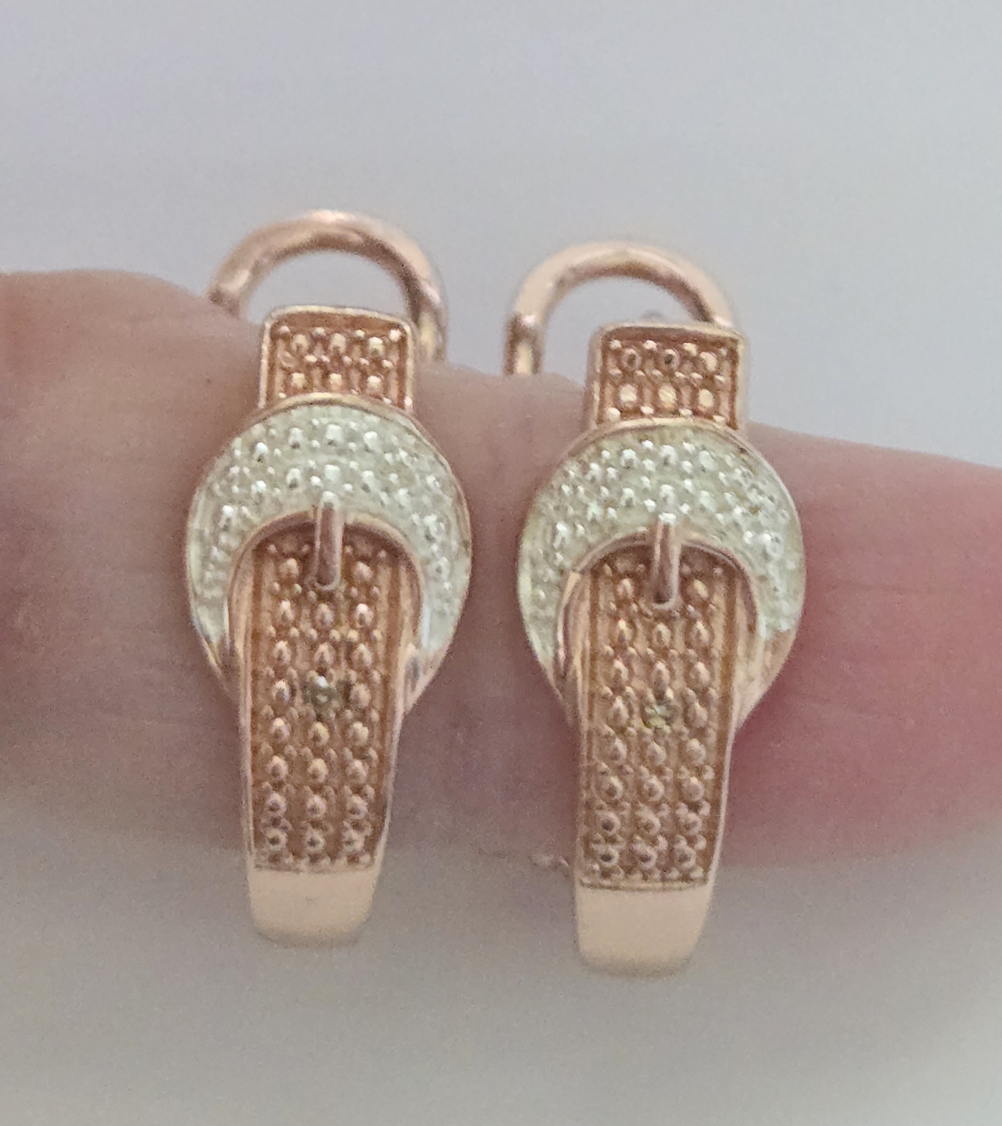 No Reserve Natural Diamond  Belt Buckle Earrings