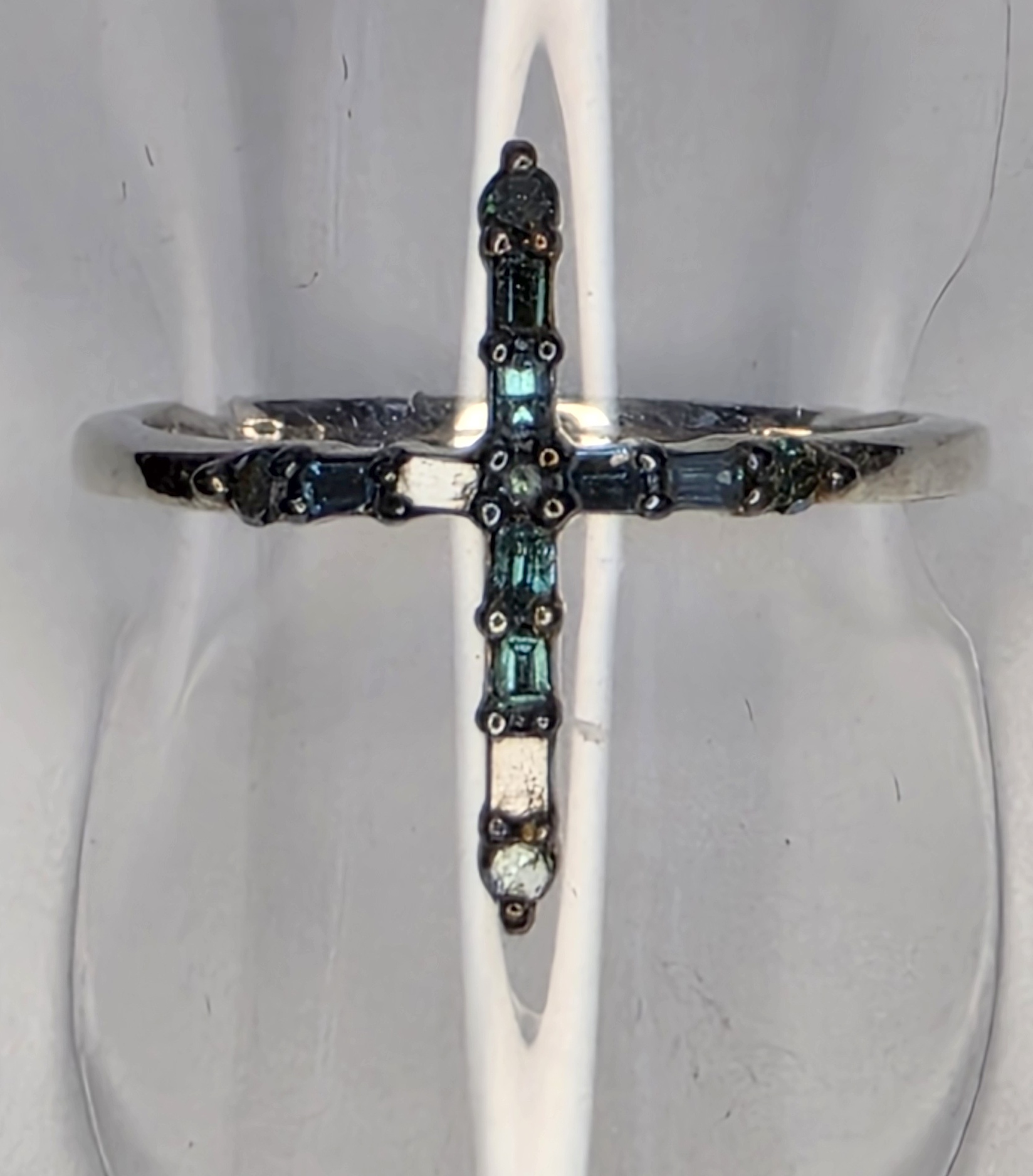 No Reserve .10 ct Natural Blue Diamond  Cross Ring Size 5