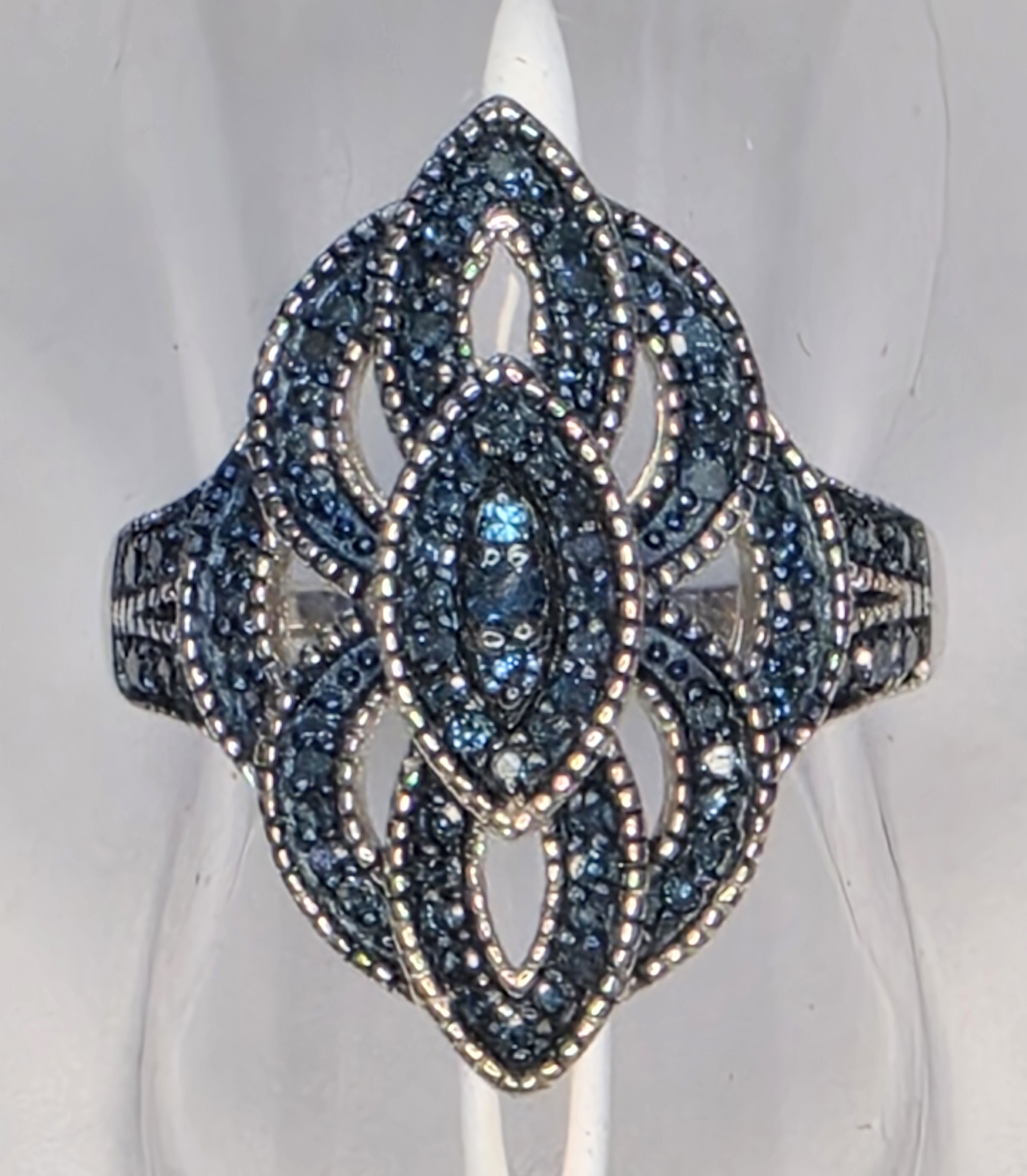 No Reserve .55 cl  Blue Diamond Ring Size 7