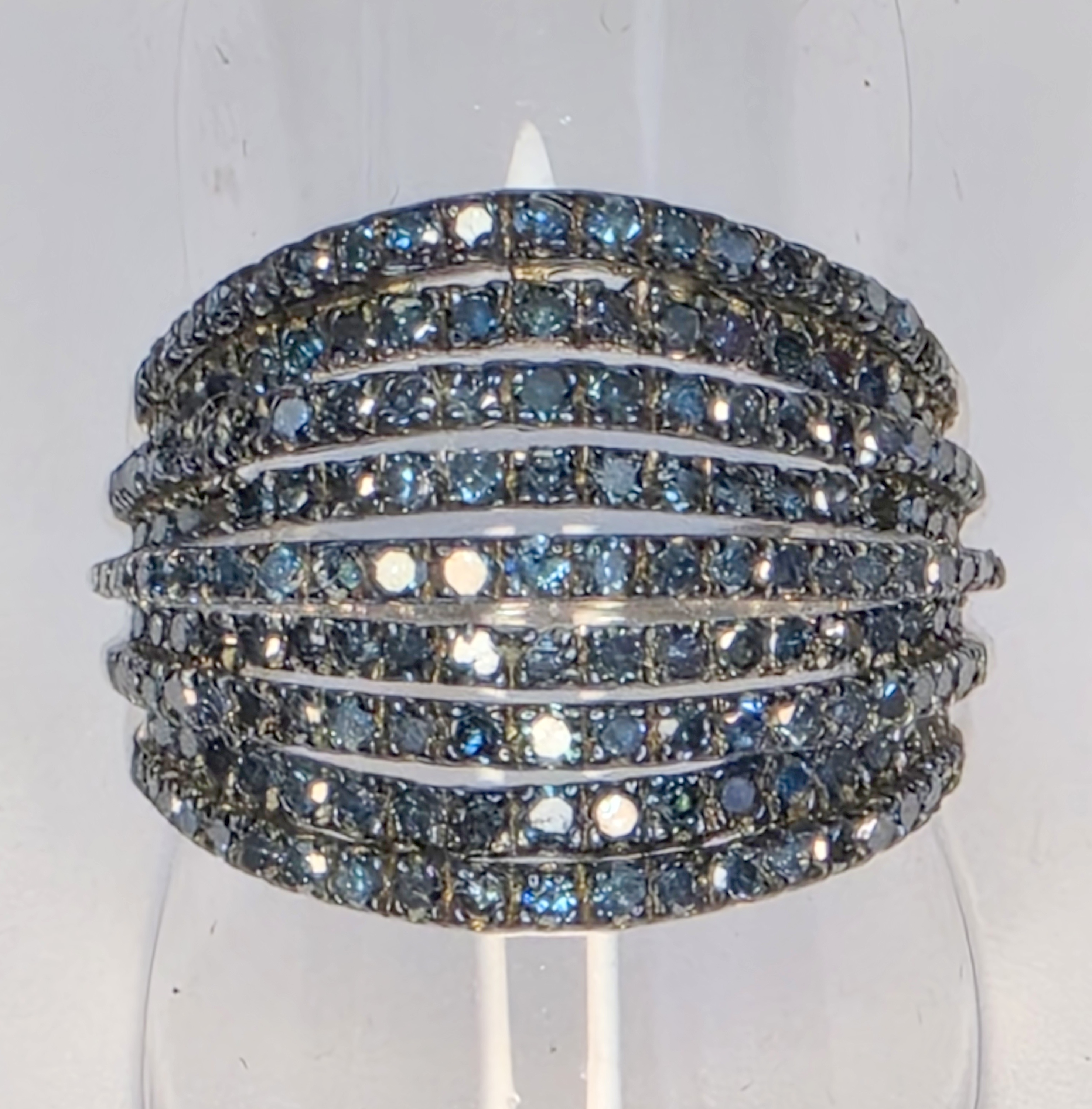 No Reserve 1.00 cl  Blue Diamond Ring Size 7