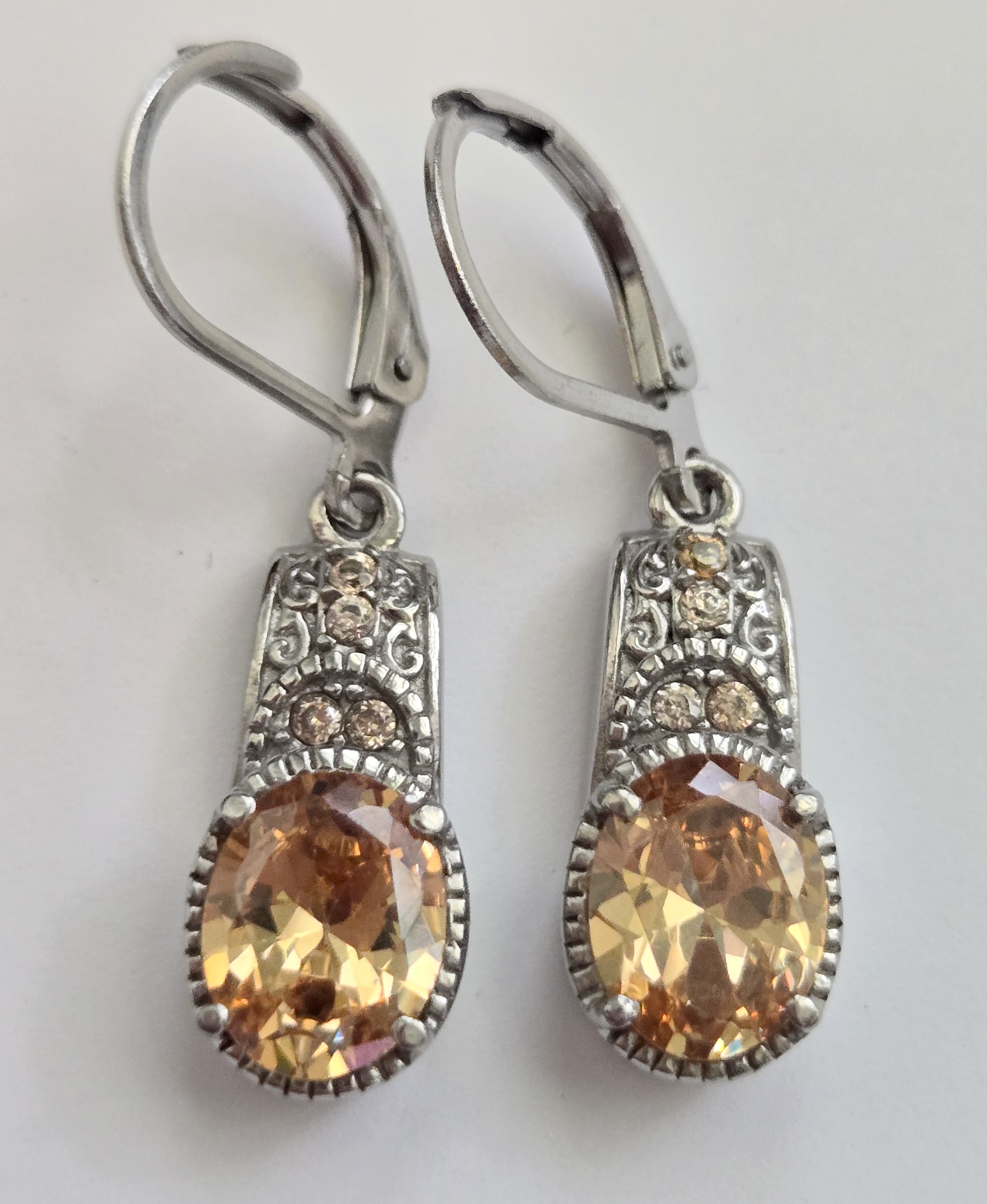 No Reserve Champagne Topaz Dangle Earrings