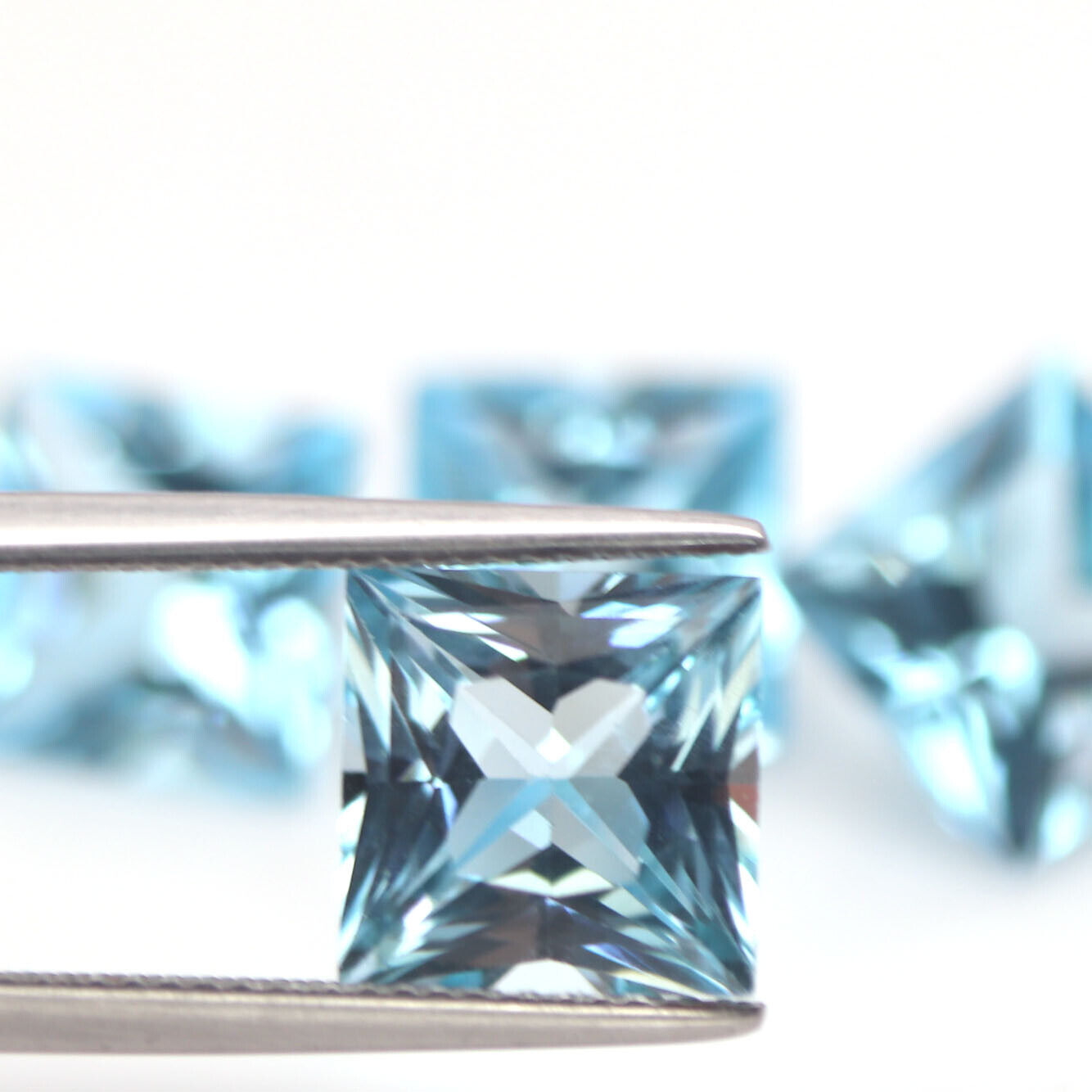 No Reserve  VVS Natural Swiss Blue Topaz Square Cut Loose Gemstone