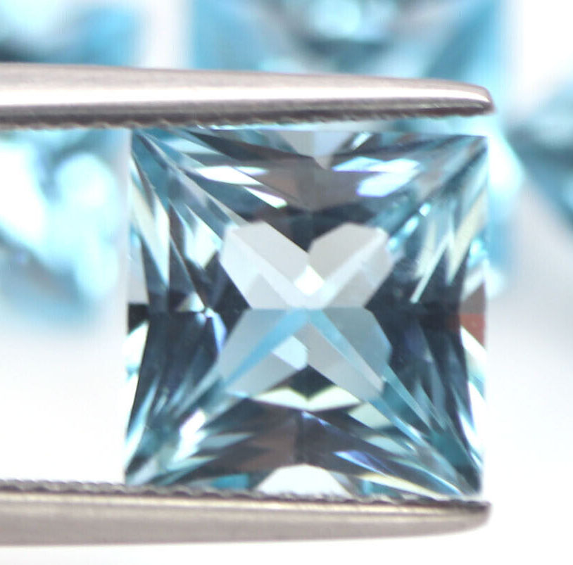 No Reserve  VVS Natural Swiss Blue Topaz Square Cut Loose Gemstone