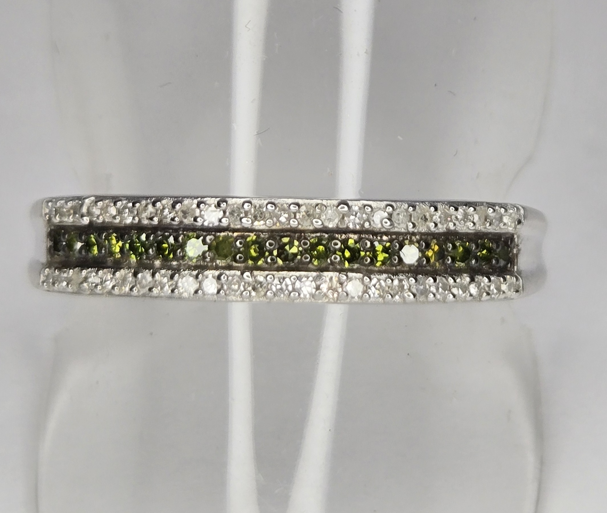No Reserve .25 ct Natural Green Diamond Anniversary Ring Size  9