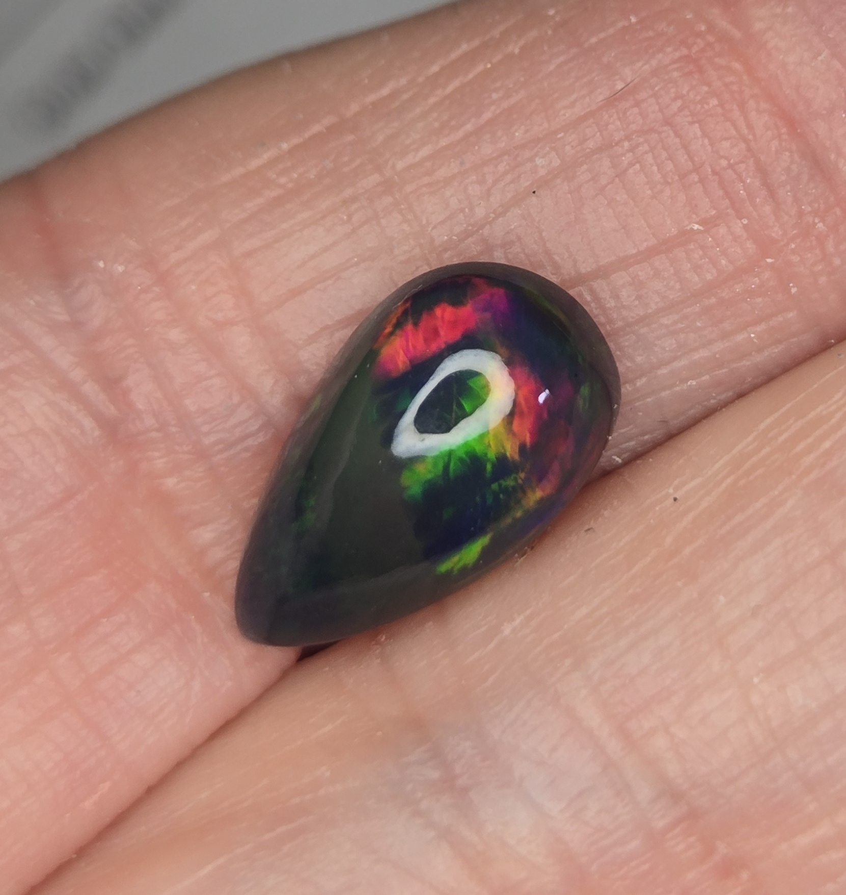 No Reserve  2.82 ct Natural Black Opal Pear Cut Loose Gemstone