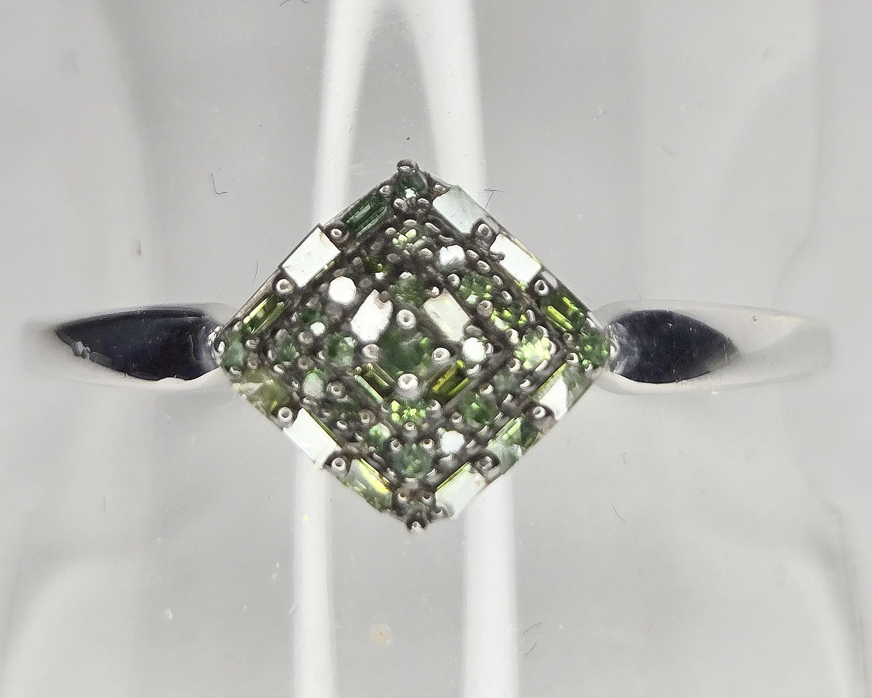 No Reserve .20 ct Natural Green Diamond Ring Size 10