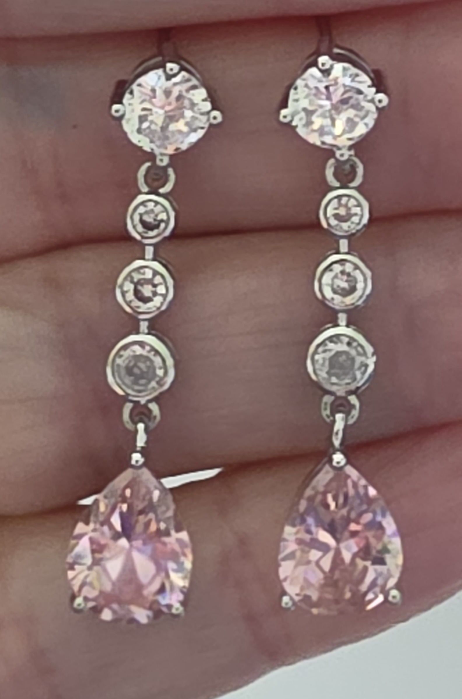 No Reserve Pink & White Topaz Earrings