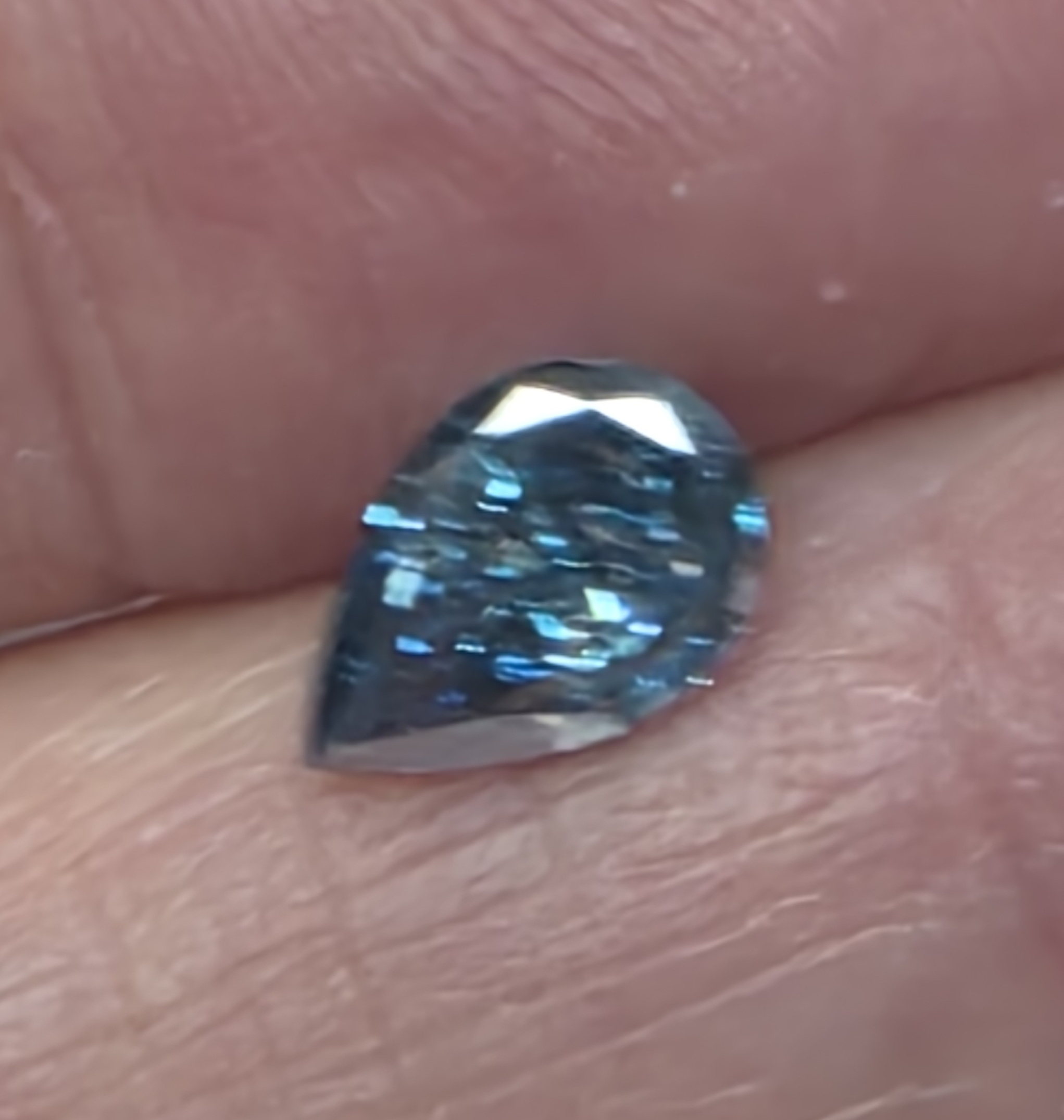 CERTIFIED .96 ct Natual Blue Diamond Pear Cut Loose Gemstone