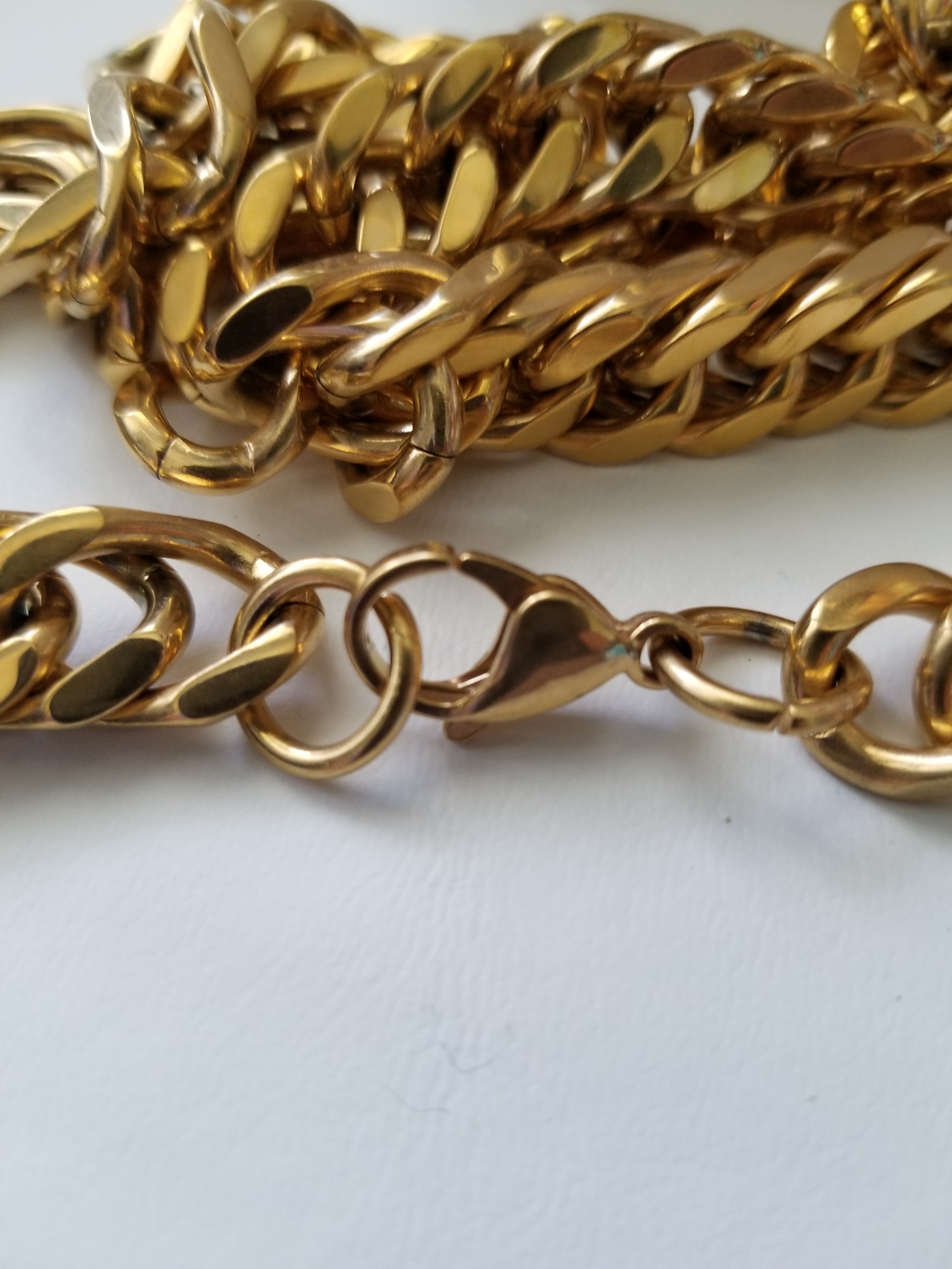 Heavy 12mm 18k Gold Plated 316L Stainless Steel Curb Chain Necklace