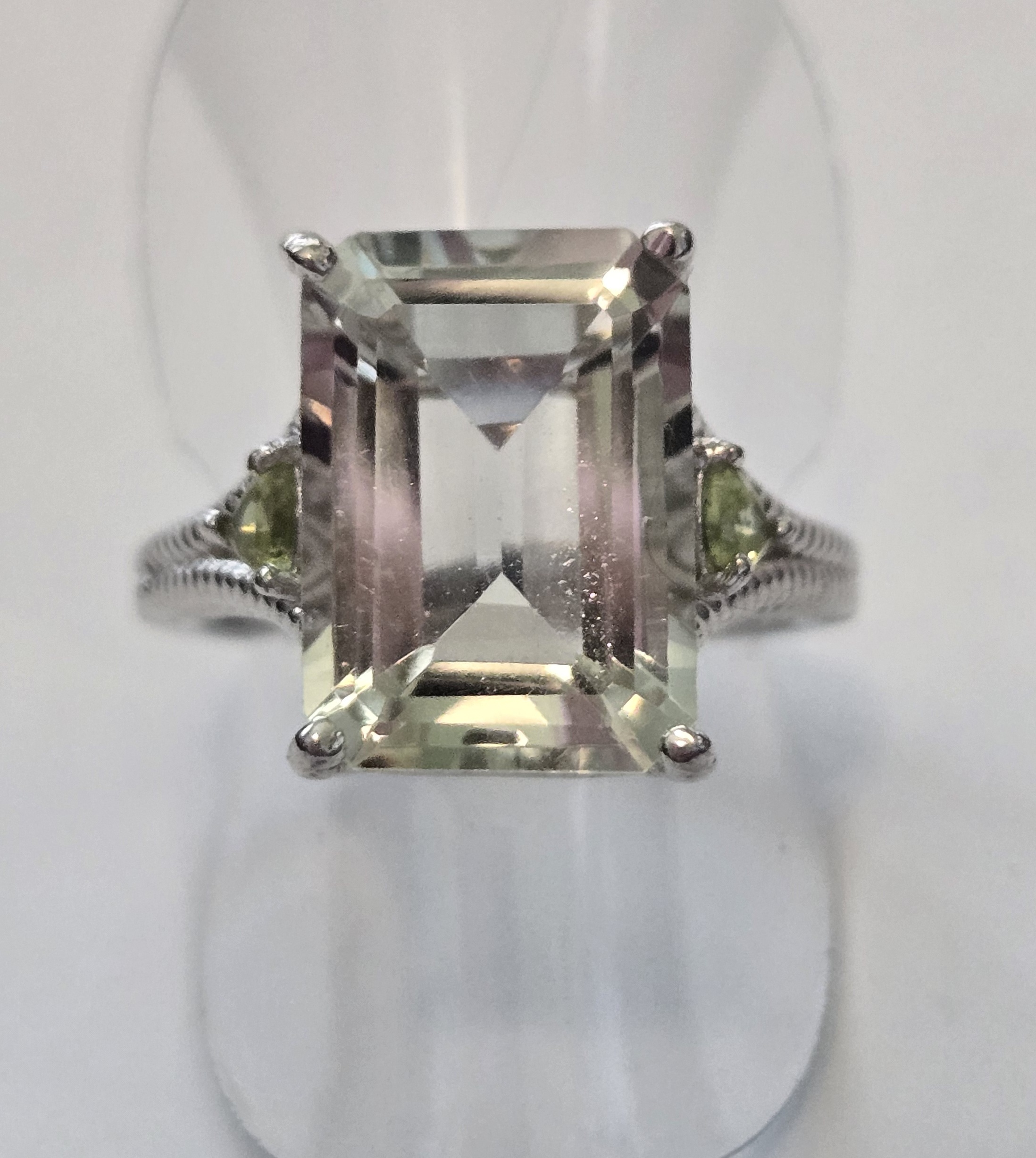 No Reserve Natural Prasiolite & Peridot Ring 6 1/2