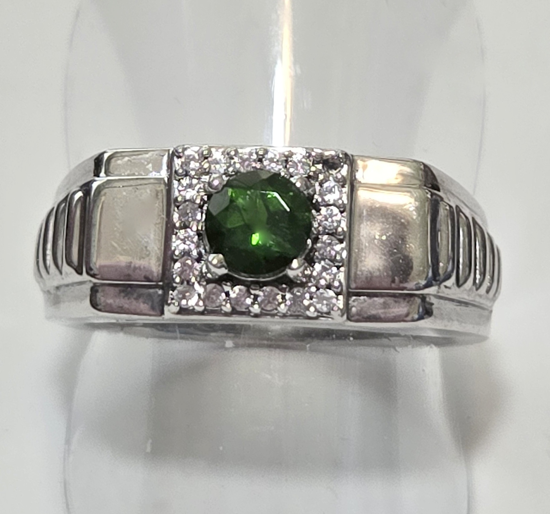 No Reserve Natural Chrome Diopside & Zircon Ring Size 12