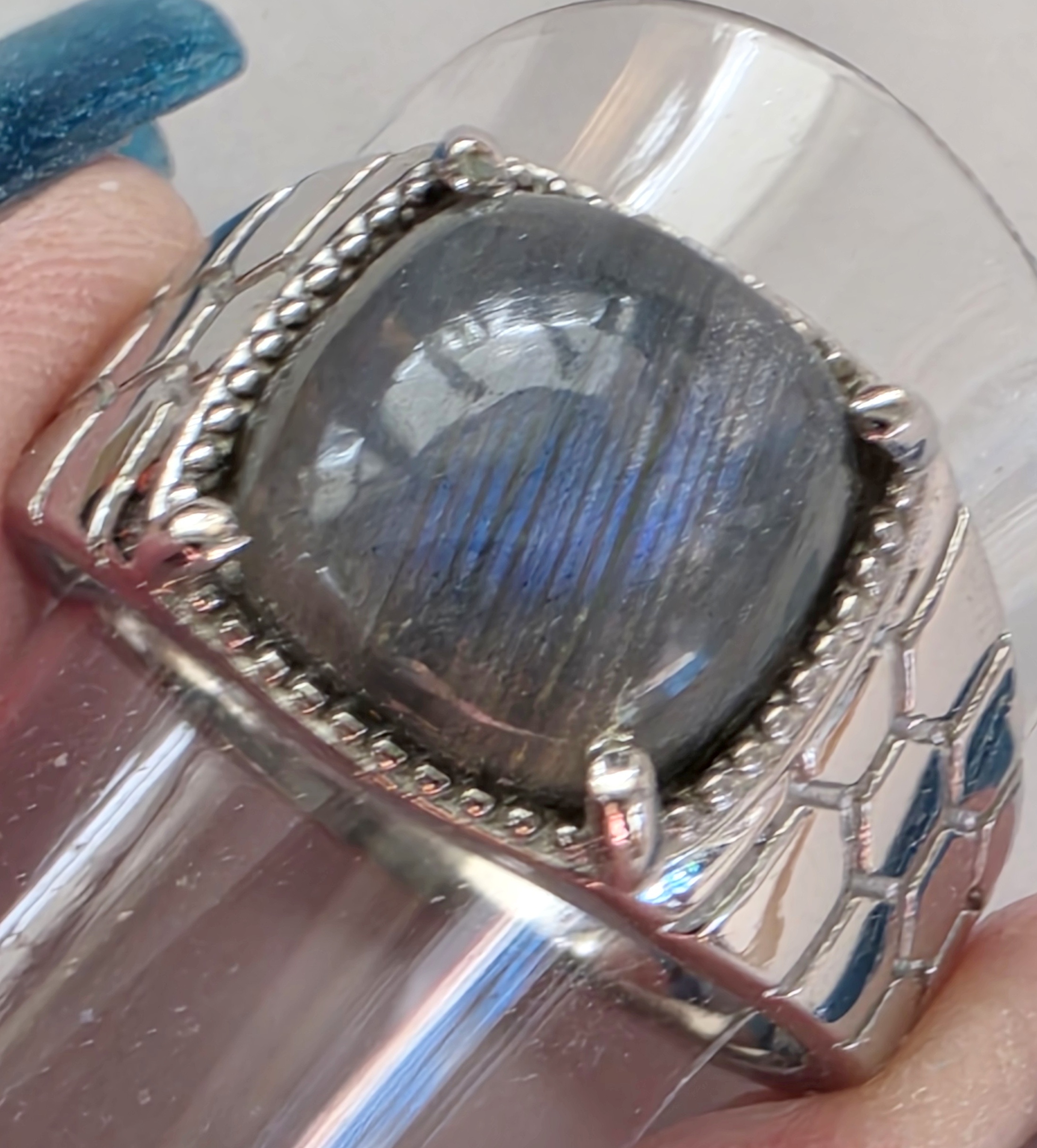 No Reserve Natural Labradorite Ring Size 12