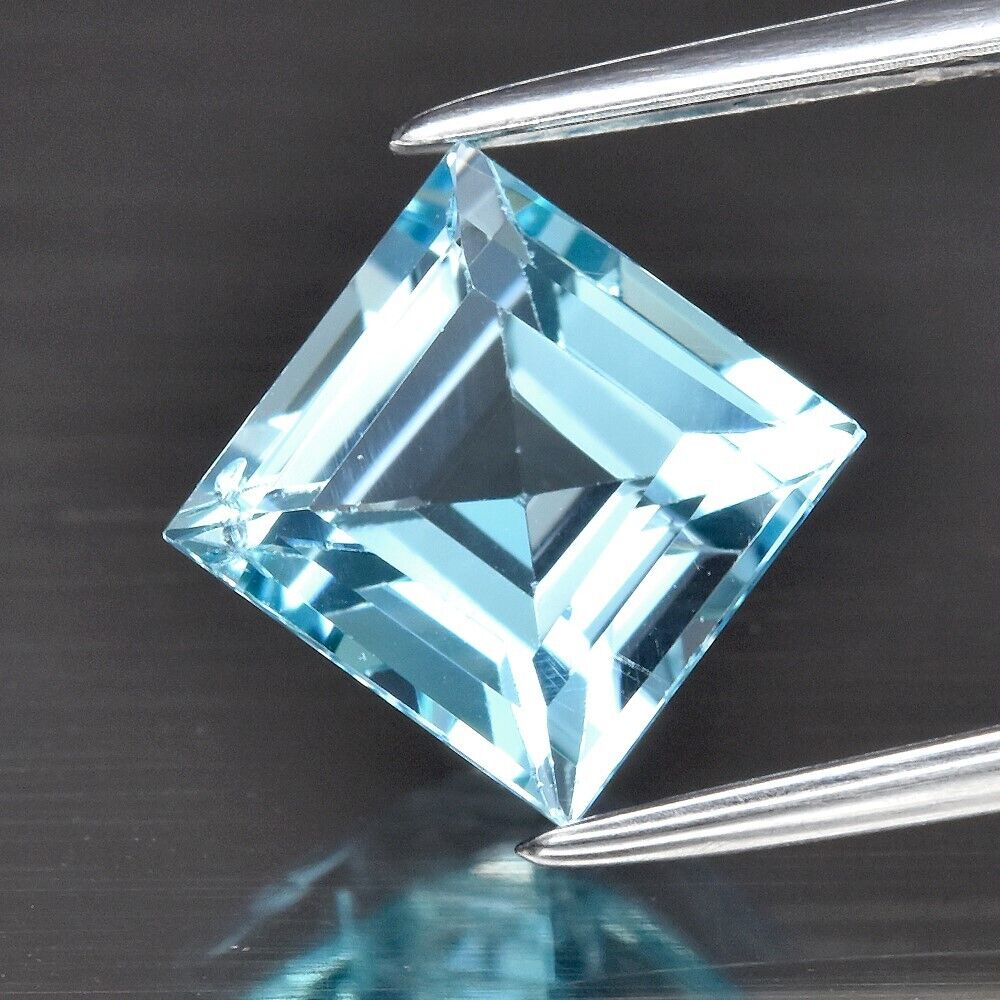 No Reserve VVS Natural Blue Topaz Square Cut Loose Gemstone
