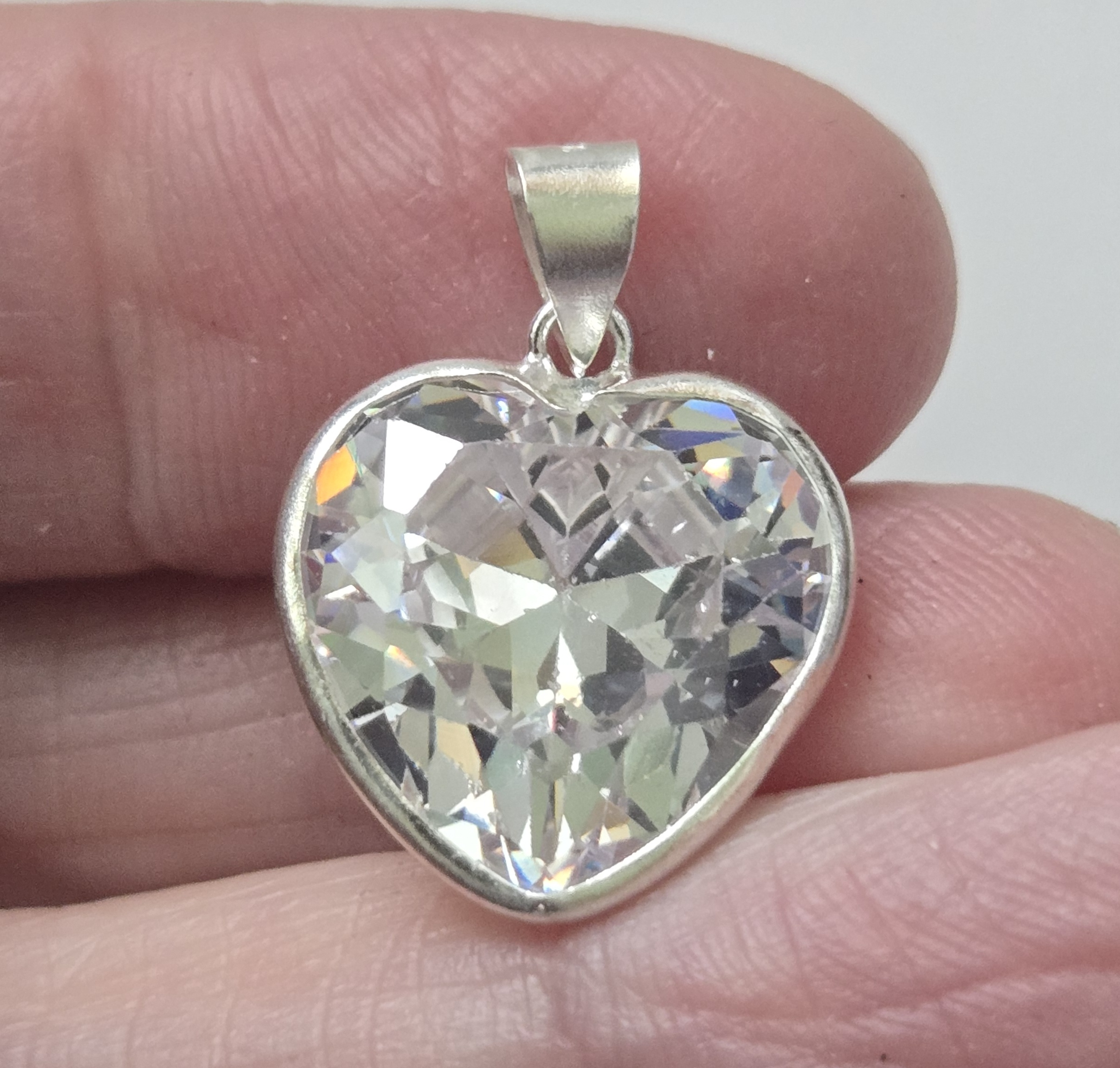 No Reserve Natural White Topaz Heart Pendant