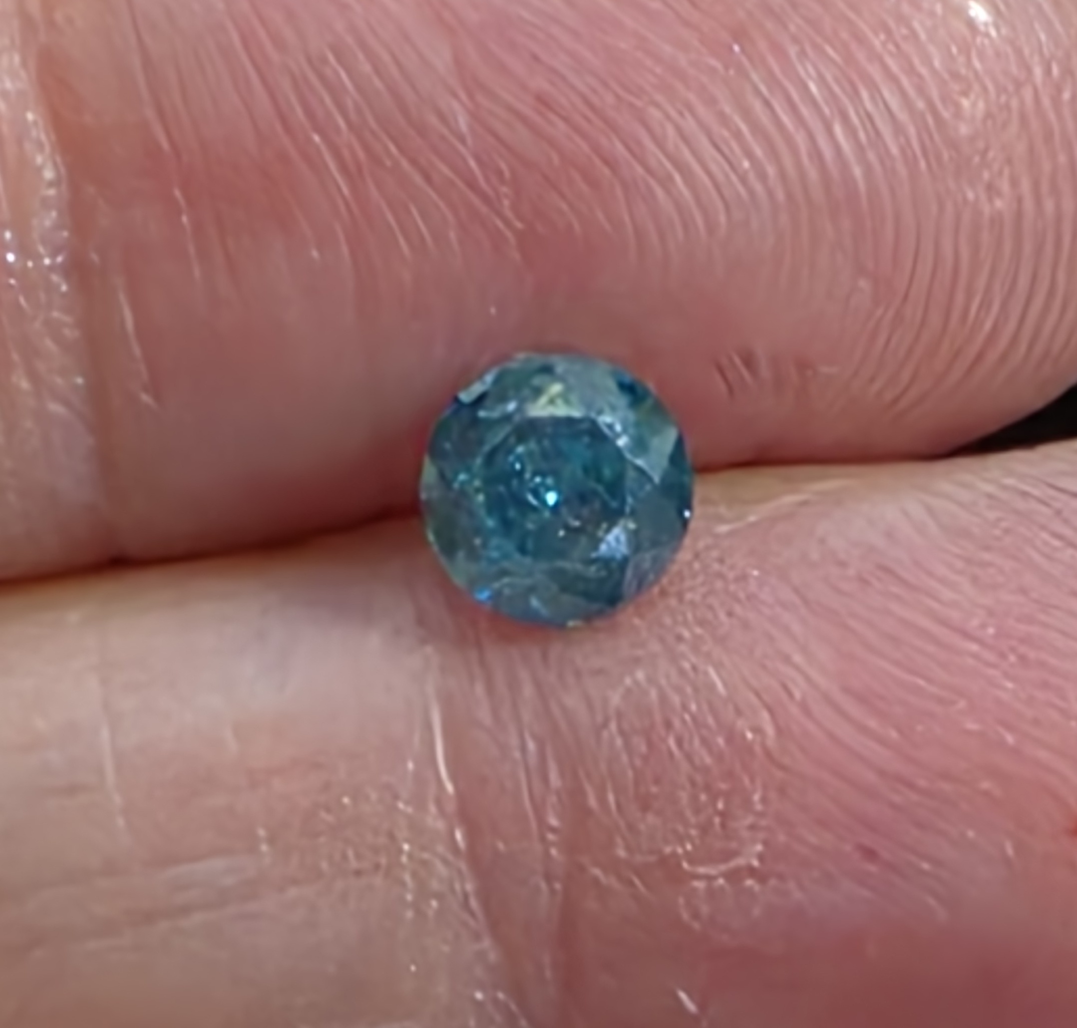 No Reserve  .65 ct Natural Blue Diamond Round Cut Loose Gemstone