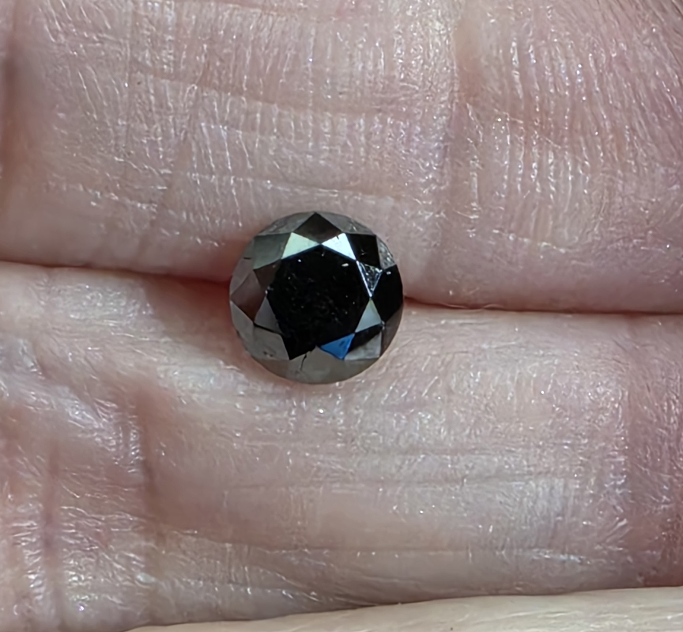 No Rserve .91 ct Natural Black Diamond Round Cut Loose Gemstone