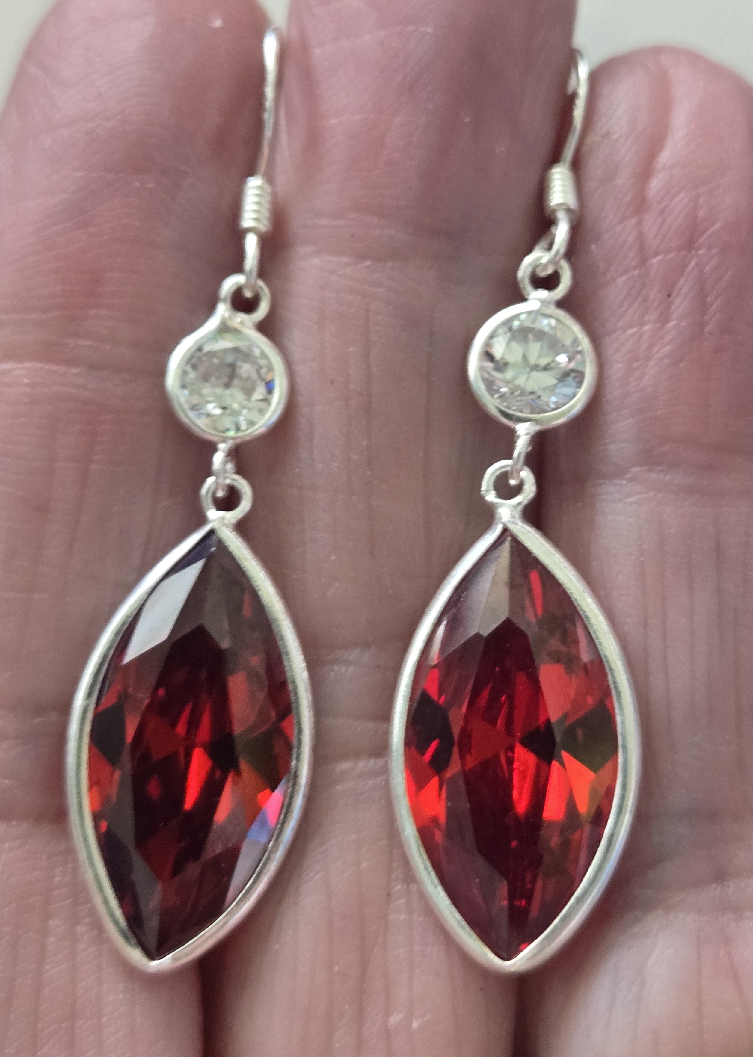 No Reserve Ruby & Topaz Dangle Earrings