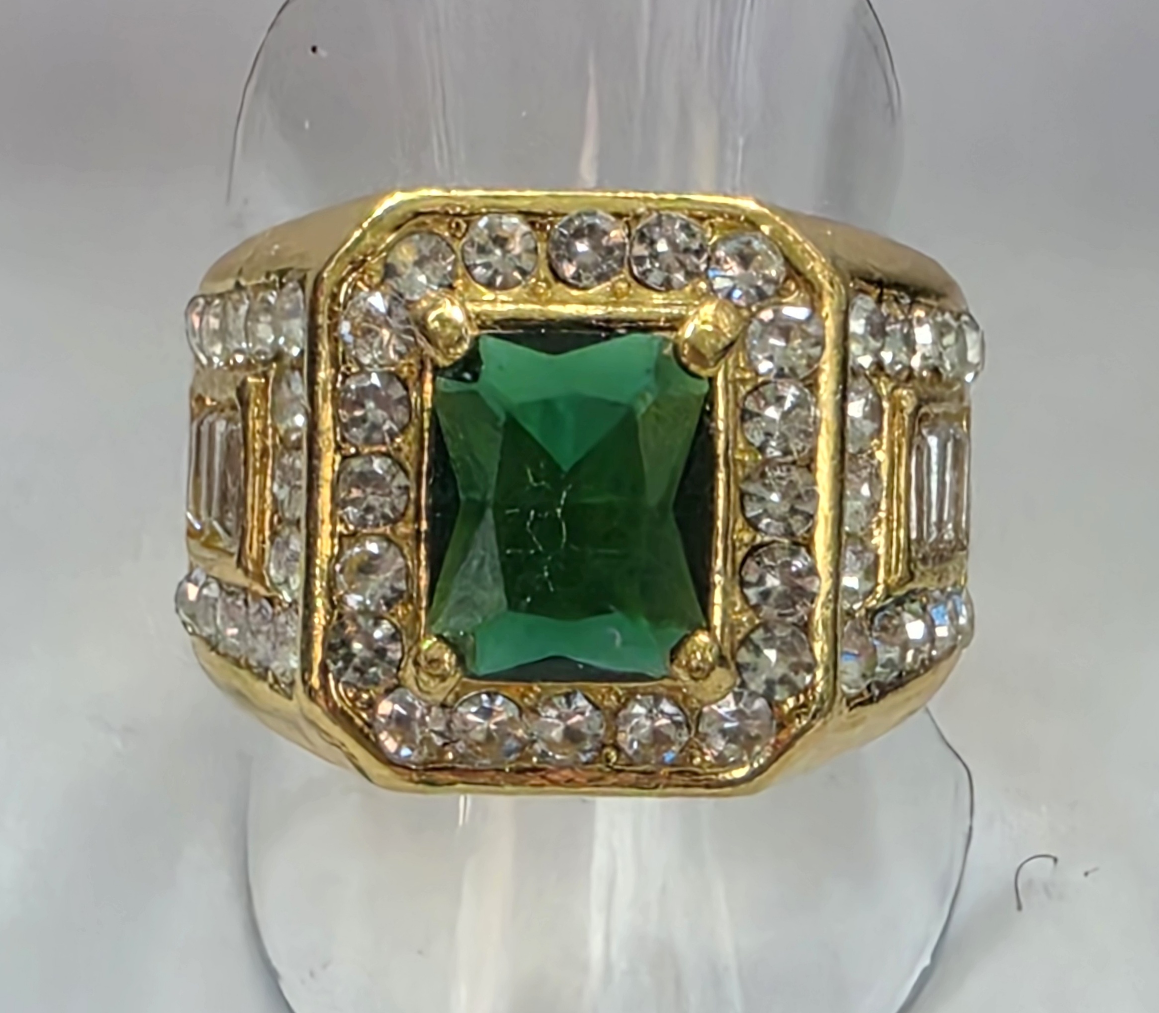 No Reserve Emerald & Austrian Crystal Ring Size 11