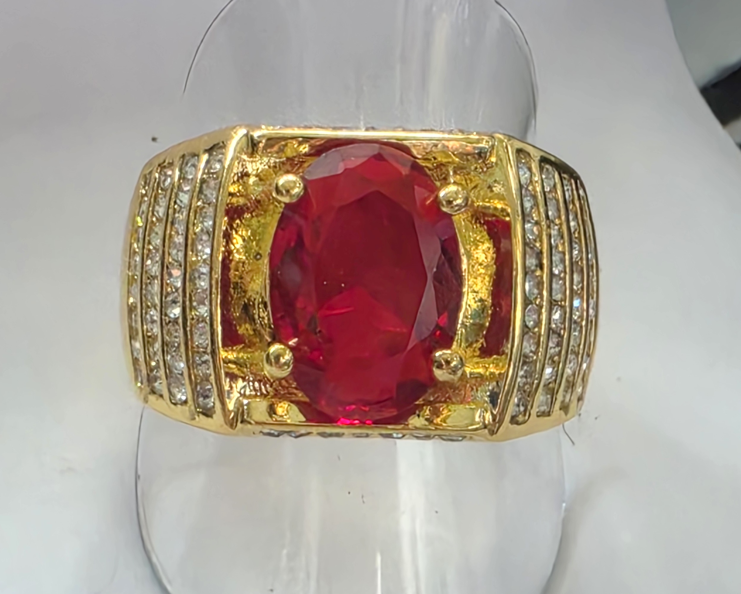 No Reserve Ruby & Austrian Crystal Ring Size 11