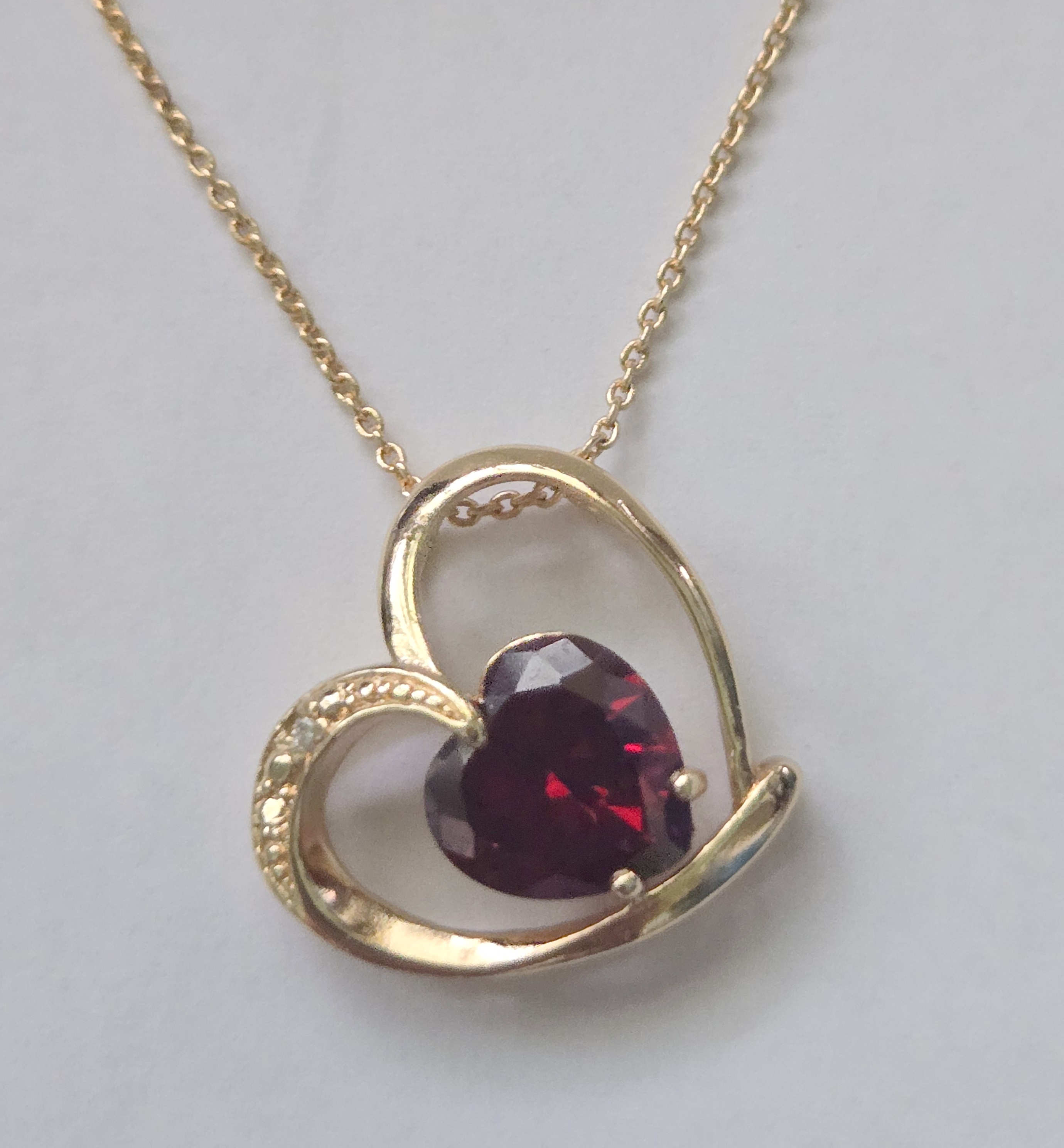 No Reserve Ruby Heart  Pendant & Chain Necklace