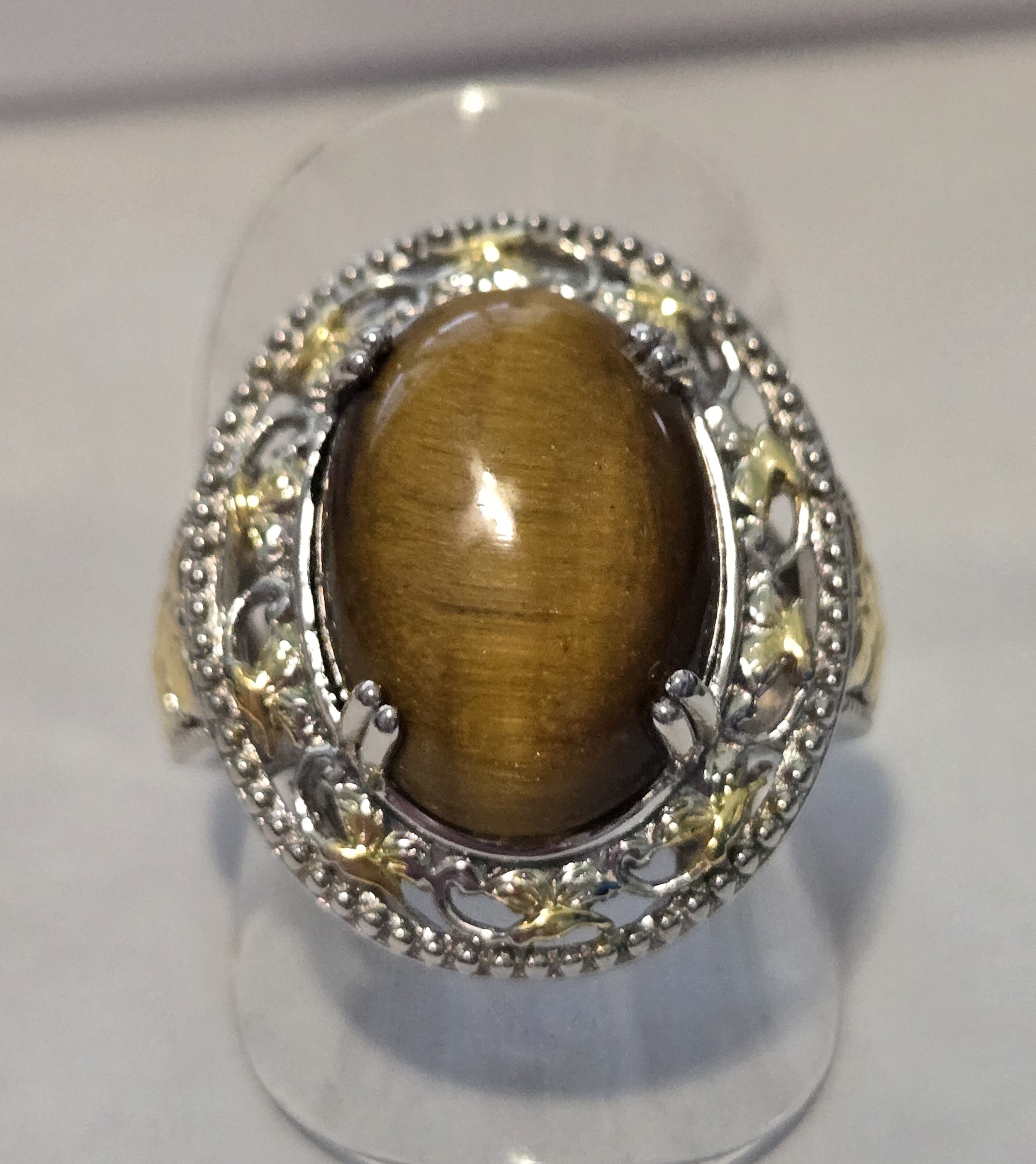 No Reserve Natural Tigers Eye Ring Size 9